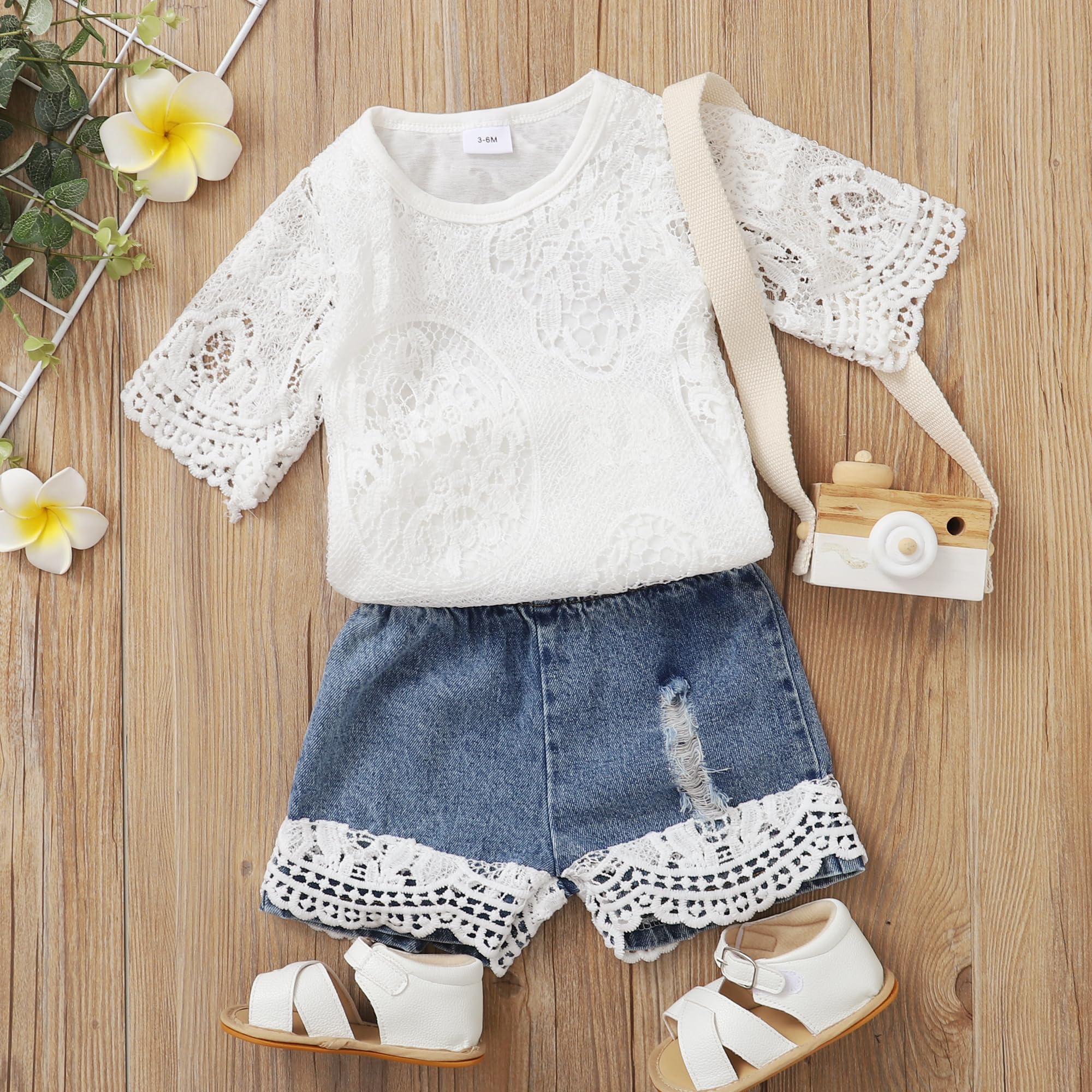 Adorable Baby Girl Clothes Set - Cute Toddler Romper Top & Jeans Outfit for Infants 0-24 Months | Perfect for Playdates, Family Photos & Everyday Wear