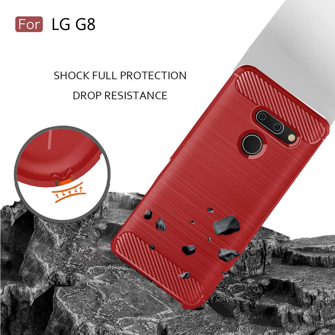 **Shockproof TPU Case for LG G8 ThinQ - Durable Protective Cover with Raised Bezels, Anti-Scratch & Drop Protection - Perfect for Daily Use, Travel & Outdoor Activities (Red)**