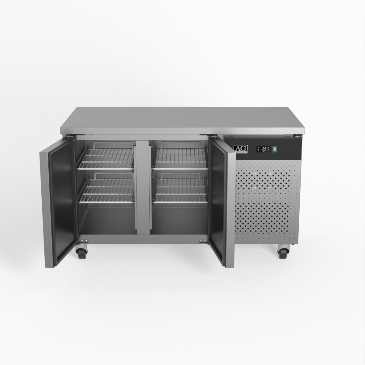 AG 2-Door Commercial Worktop Refrigerator - 700mm Depth Under Counter Fridge for Restaurants, Bars & Kitchens | Energy Efficient Stainless Steel Freezer