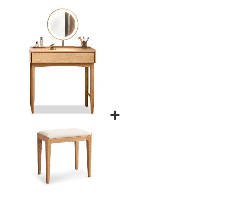 Stylish Oak Solid Wood Nordic Dressing Table - Modern Vanity Desk for Bedroom & Makeup Area | Perfect for Home Decor & Beauty Routine