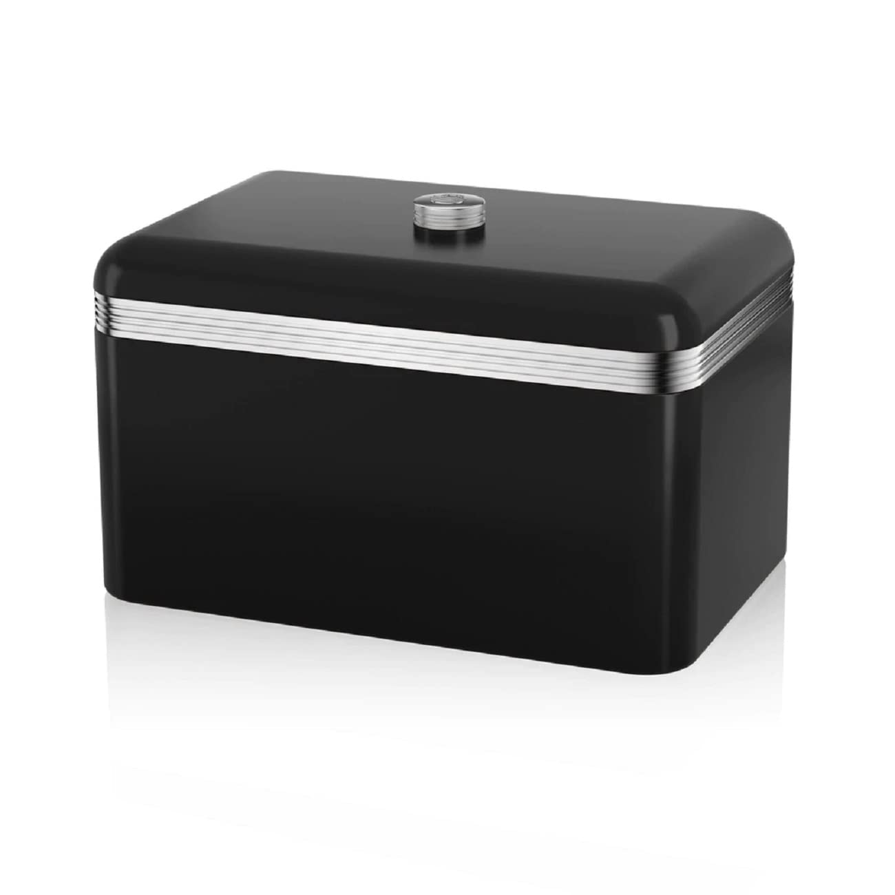 Vintage Swan SWKA1010BN Metal Bread Bin - Retro Black Bread Storage Container for Kitchen Countertop | Perfect for Storing Bread, Buns & Pastries Fresh