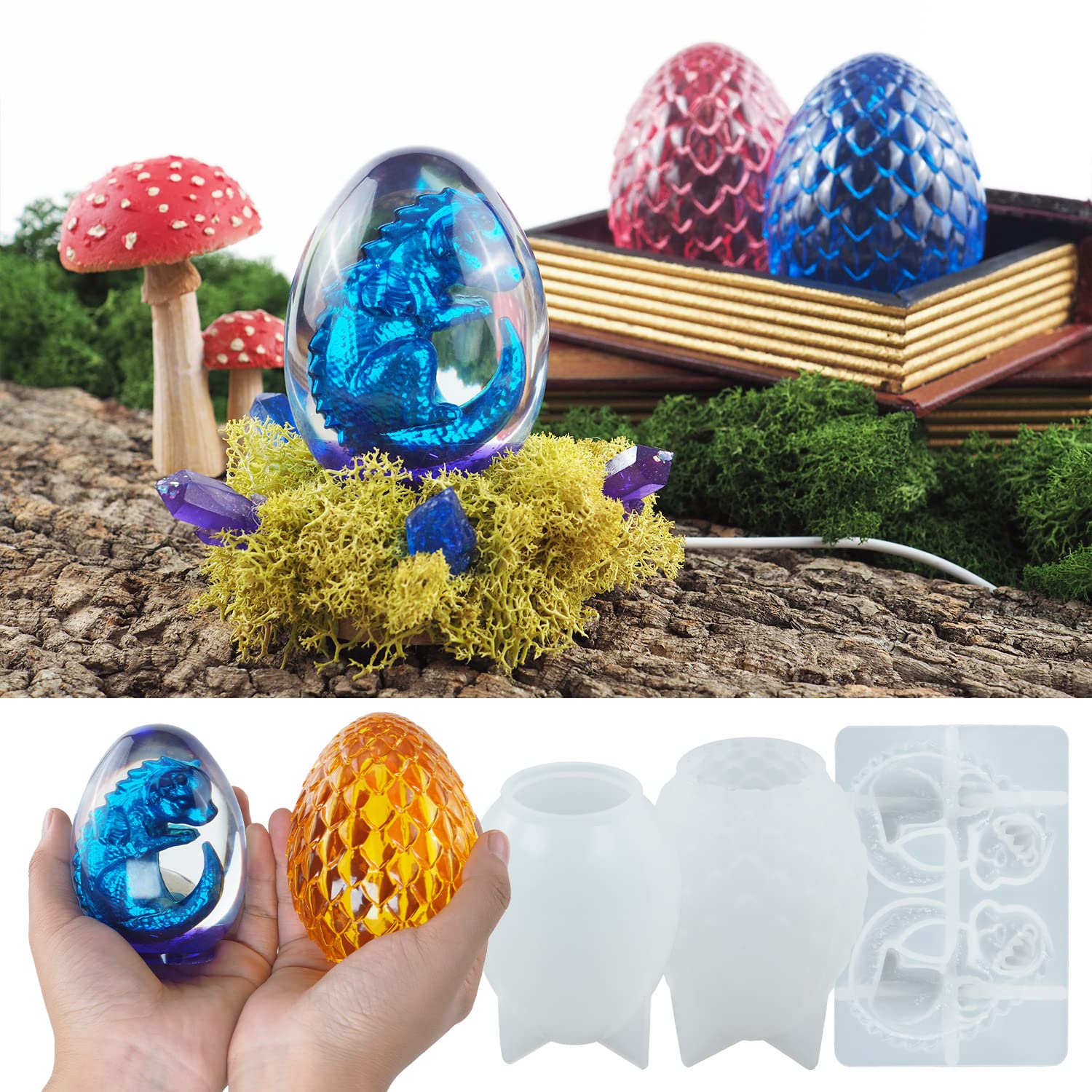 3D Dragon Egg Silicone Mold - 3 Pack for Candle & Soap Making - Home Decor