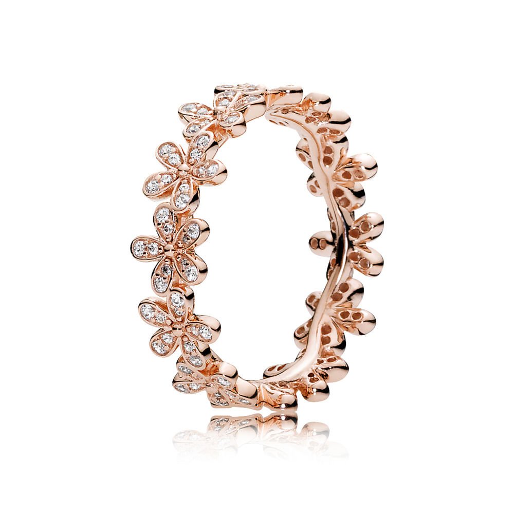 PANDORA Dazzling Daisy Ring in PANDORA Rose with Clear Cubic Zirconia - Size 8.5 | Elegant Flower Jewelry for Women, Perfect for Weddings, Anniversaries & Special Occasions