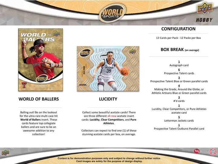 2025 Upper Deck World of Sports Volume 1 Multisport Hobby Box - 24 Packs with Exclusive Collectible Cards - Perfect for Sports Fans, Collectors & Trading Card Enthusiasts