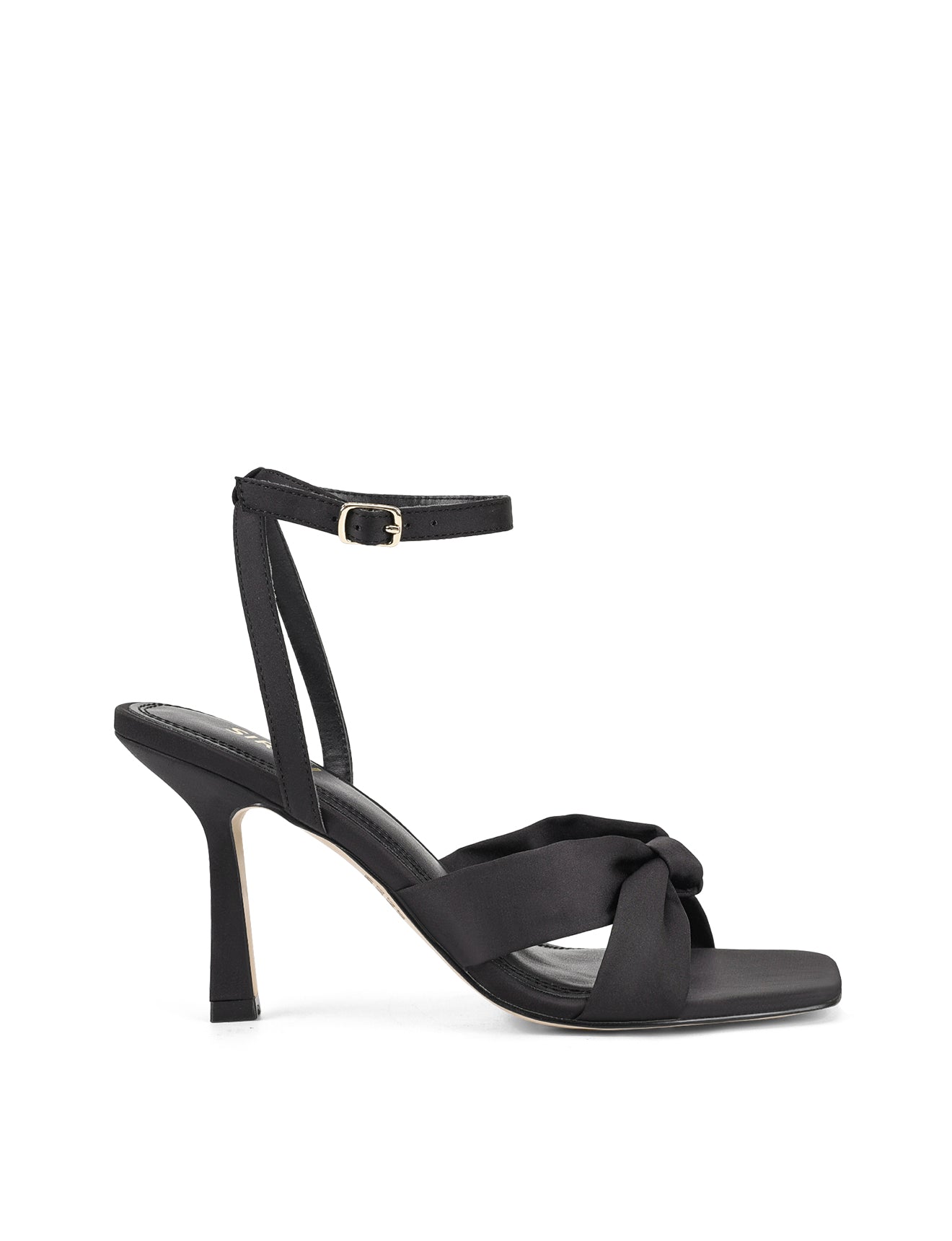 Black Satin Spring Knot Sandals - Women's Comfortable Dressy Flat Shoes for Weddings, Beach & Summer Outfits