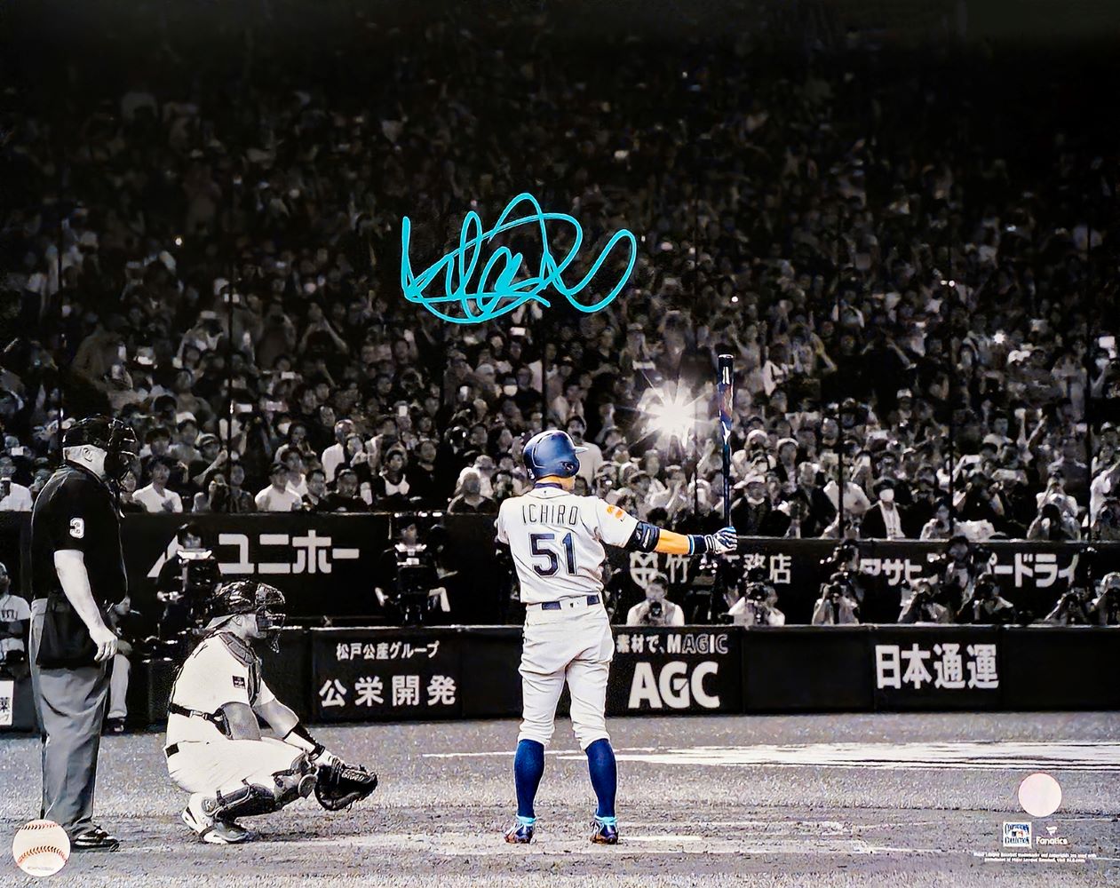 Ichiro Suzuki Autographed 16x20 Seattle Mariners Spotlight Photo with COA - Perfect for Baseball Memorabilia Collectors and Sports Fans Display
