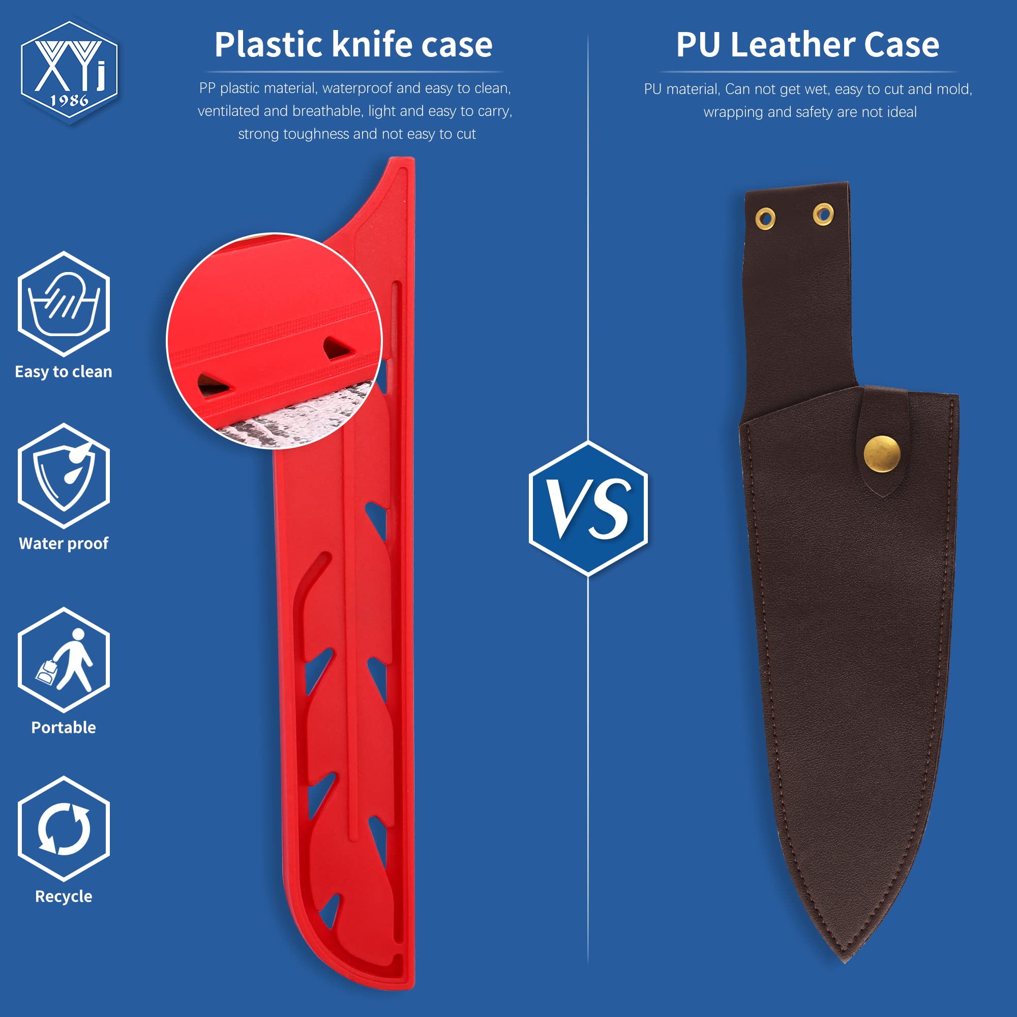 2-Pack Universal Safety Knife Covers - Red Blade Guards for Kitchen Knives (Fits 8
