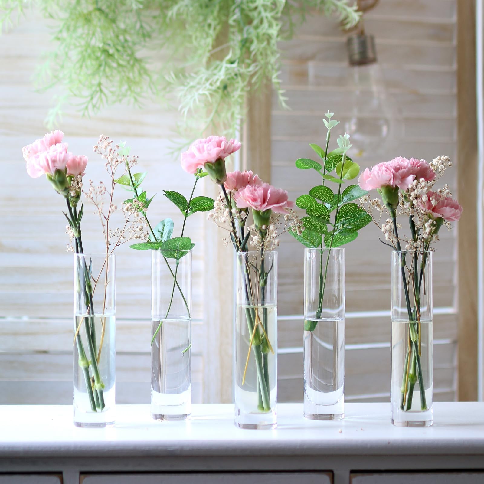 12 Pack Clear Glass Cylinder Bud Vases - 7.5