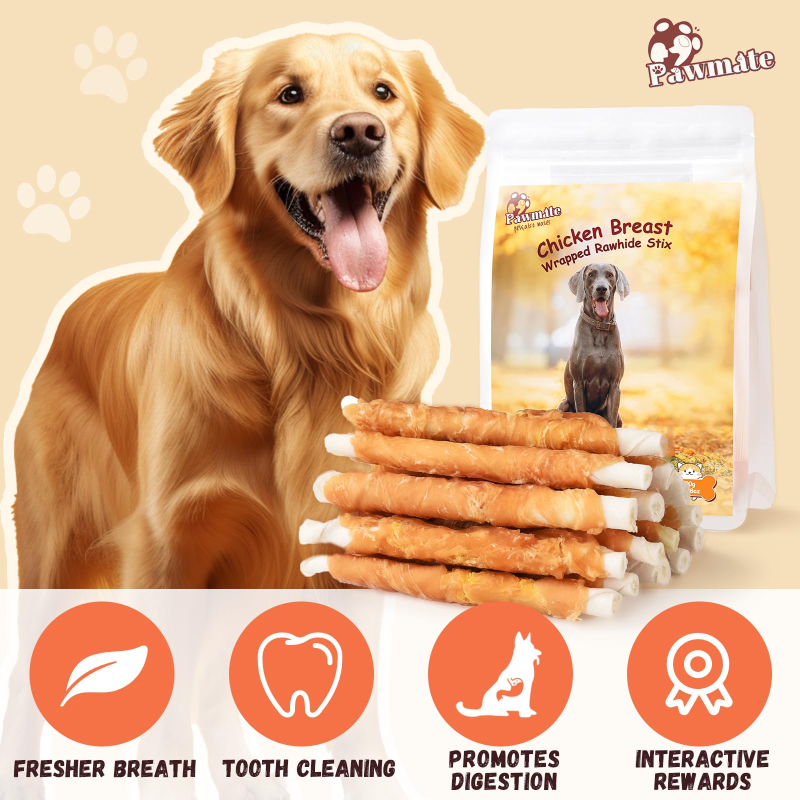 Premium Long-Lasting Chicken Wrapped Rawhide Dog Chews - High Protein Training Treats for Small, Medium & Large Dogs (20-21 Count) | Natural Dental Care & Anxiety Relief for Puppies & Adult Dogs - Perfect for Crate Training, Teething & Reward-Based Obedience Sessions
