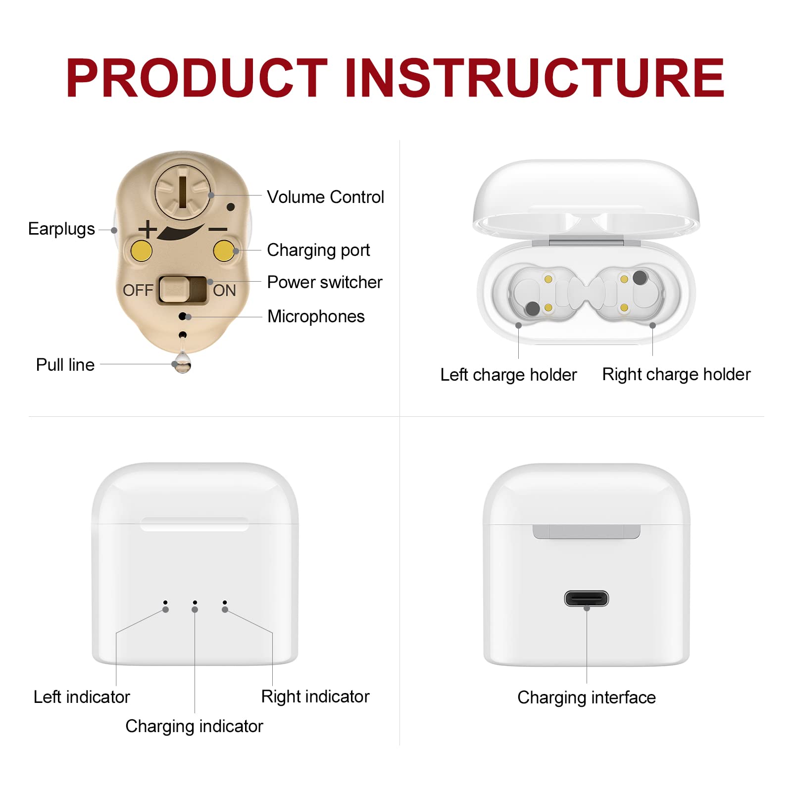 Rechargeable Hearing Amplifier with Noise Cancelling - Portable Sound Enhancer for Seniors & Adults - Perfect for TV Watching, Conversations, and Outdoor Activities