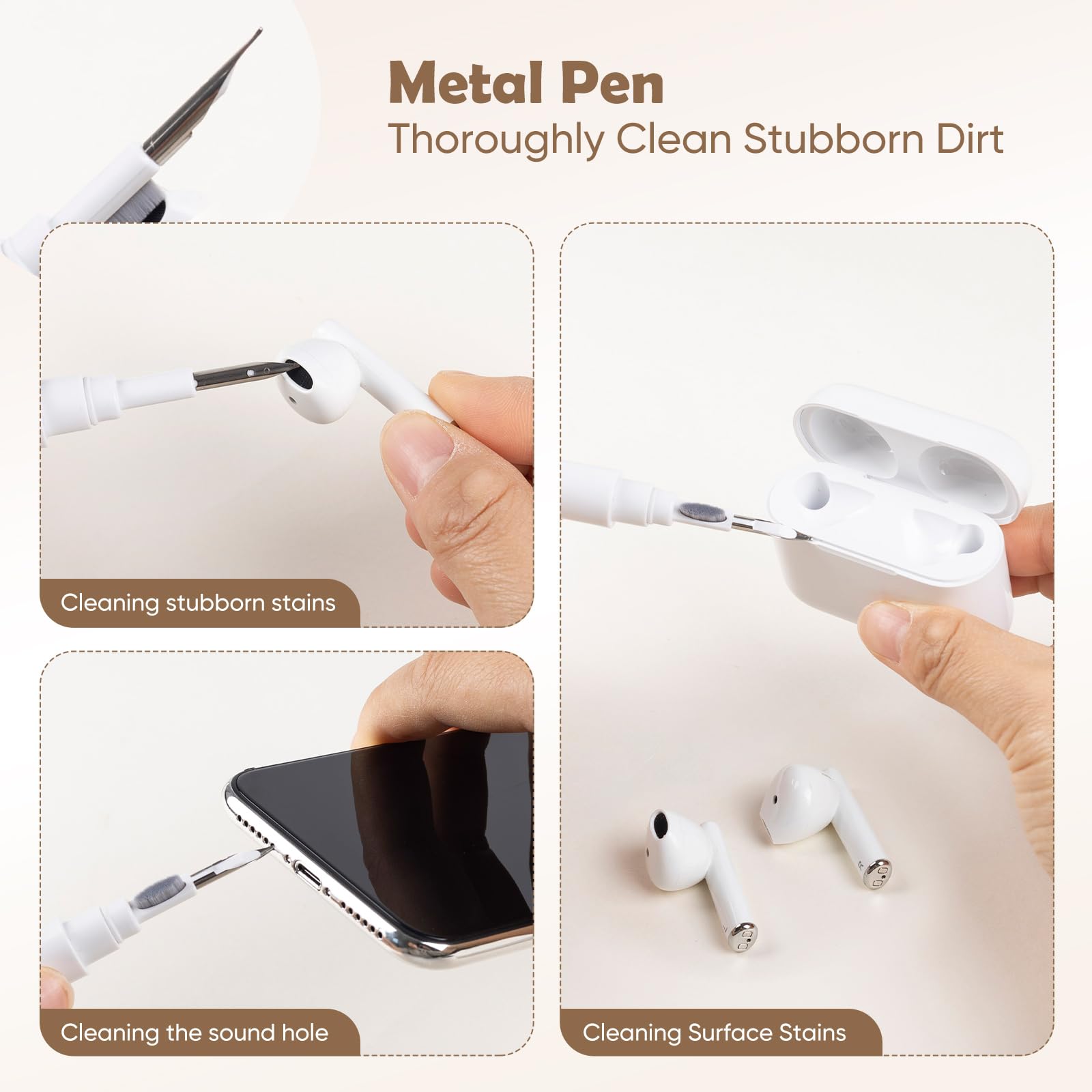 AirPods Cleaning Kit for Pro 1/2/3 - Wireless Earbud Cleaner with Brush for iPhone & Laptop Care