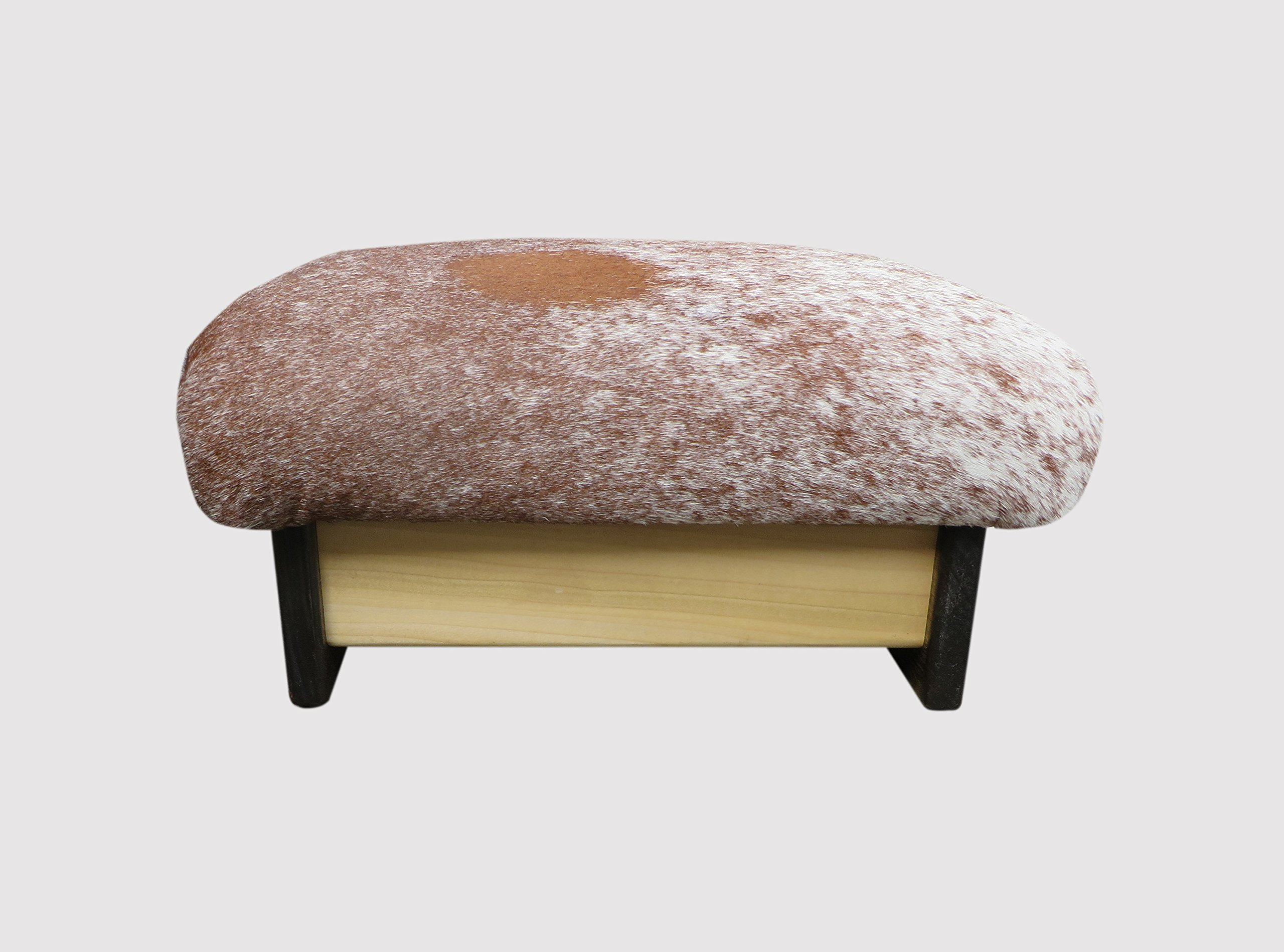 Premium Padded Foot Stool with Short Hair Cowhide Upholstery - 7