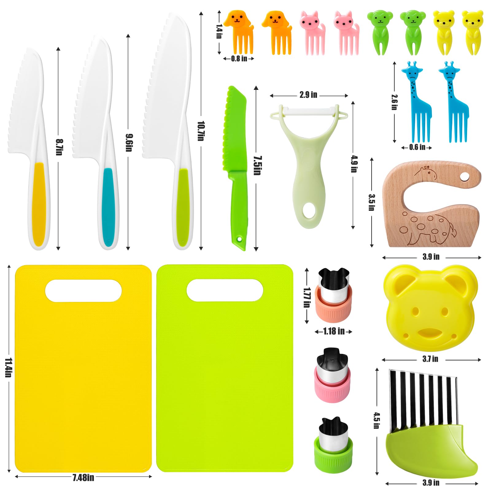 23-Piece Kids Cooking Set - Safe Kitchen Tools for Toddlers & Children with Cutting Board, Kid-Safe Knives, Peeler & Sandwich Cutters - Fun Real Cooking Experience for Boys & Girls - Perfect for Pretend Play, Cooking Classes & Family Bonding Time