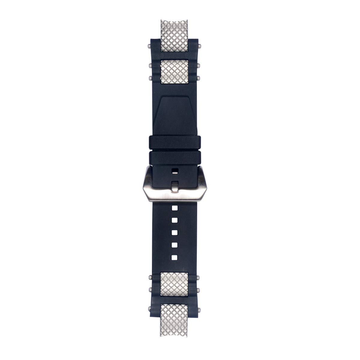 Invicta Subaqua Noma III Replacement Watch Band - Black Rubber Silicone Strap with Buckle & Silver Metal Inserts | Durable Dive Watch Accessory for Water Sports & Everyday Wear