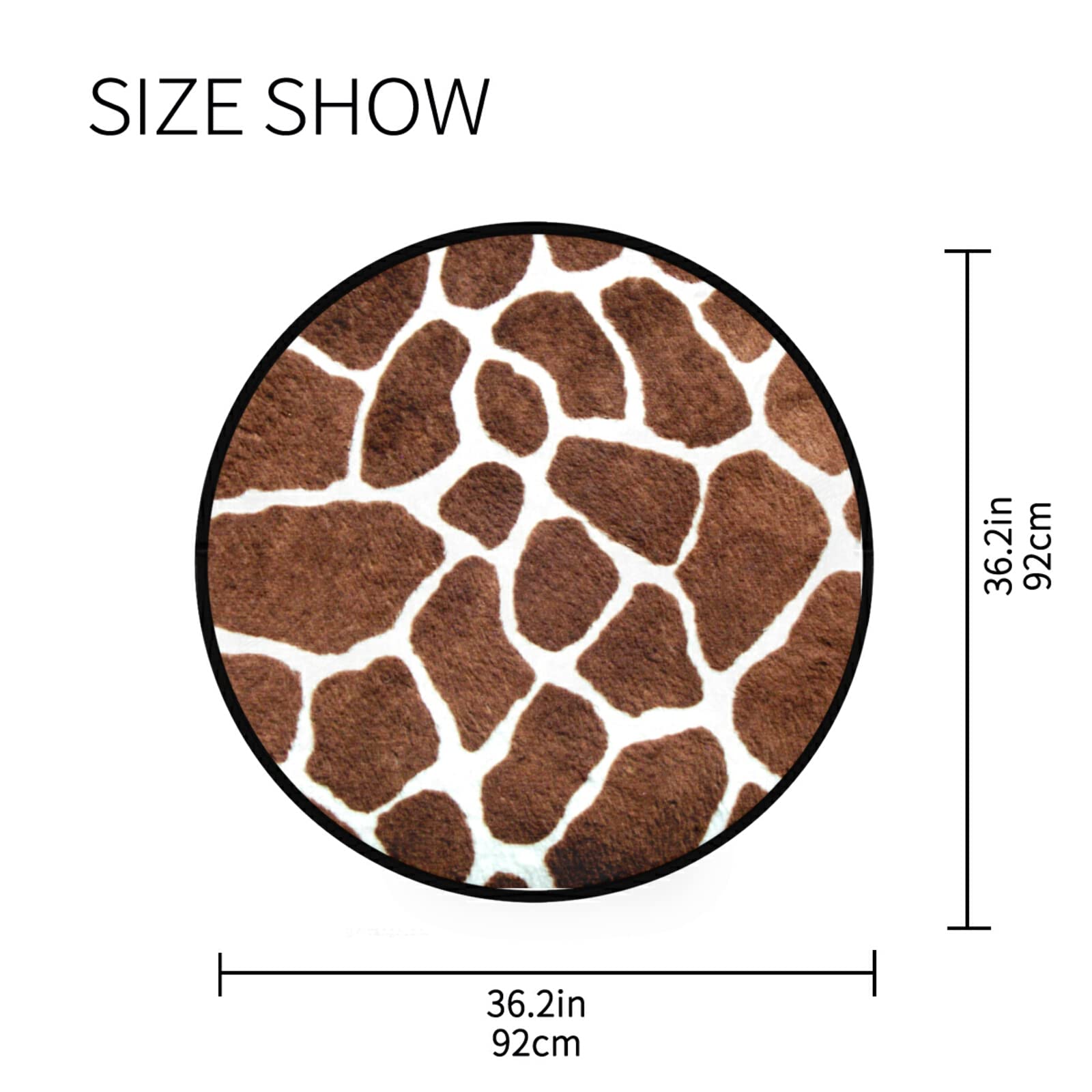 Giraffe Skin Print Non-Slip Round Area Rug - Soft Washable Circle Carpet for Bedroom, Living Room & Dining Room Decor - 3ft Wildlife Animal Print Bath Mat - Perfect for Nursery, Kids Room or Safari-Themed Home Decor