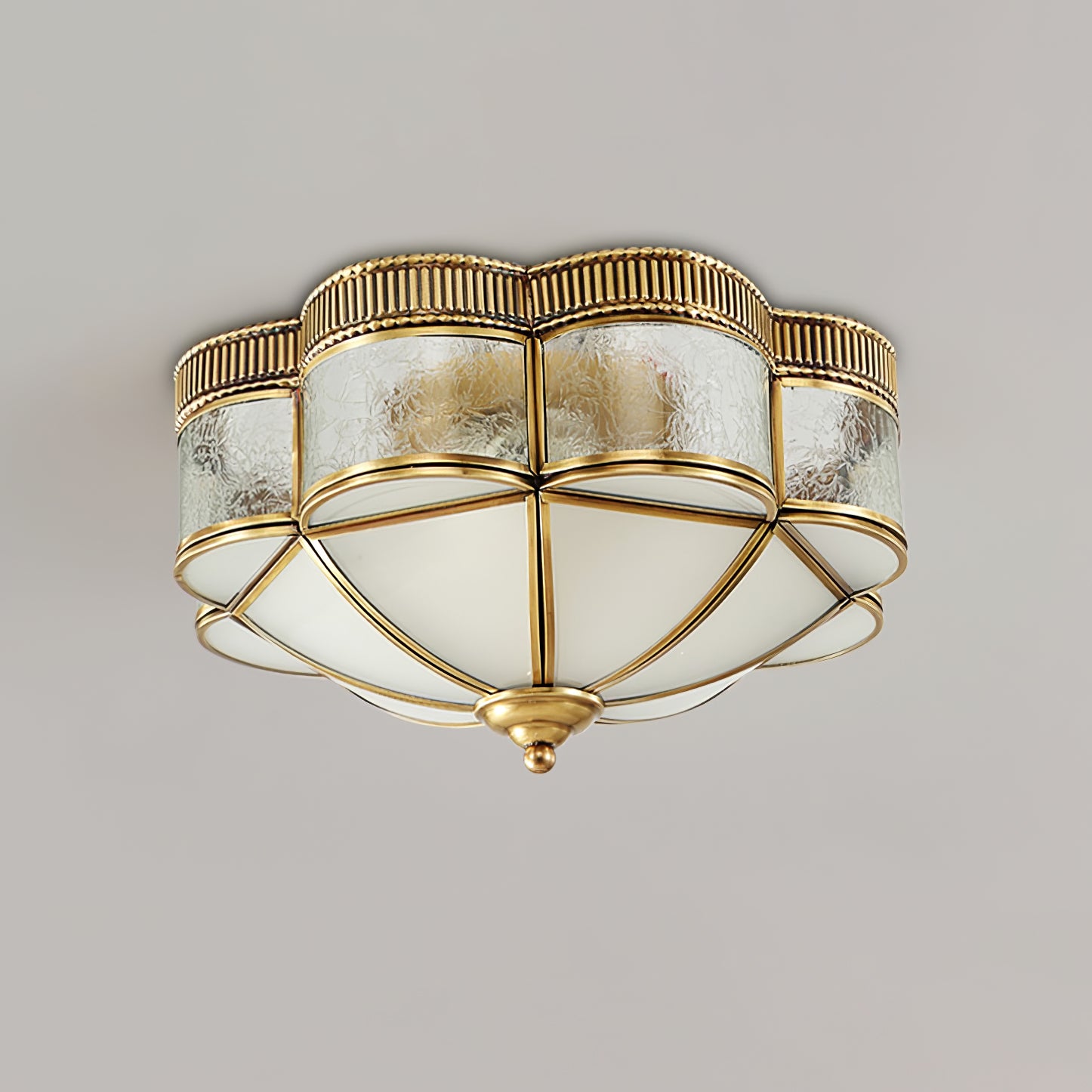 Vintage Brass Dome Flush Mount Ceiling Light Fixture - Elegant Lighting for Bedroom, Living Room, or Hallway