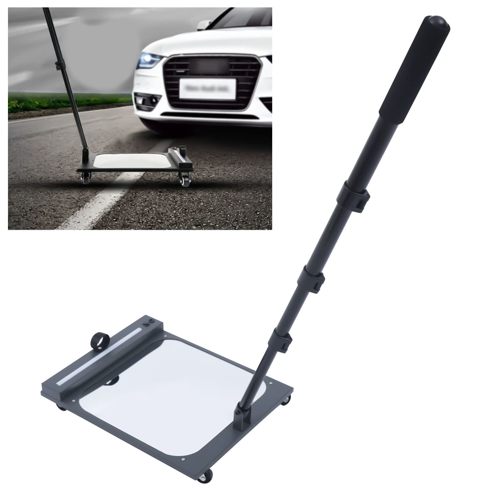 Telescopic Vehicle Inspection Mirror with LED Light & Swivel Wheels - Extendable Under Car Inspection Tool for Mechanics, Security Checks & DIY Auto Maintenance