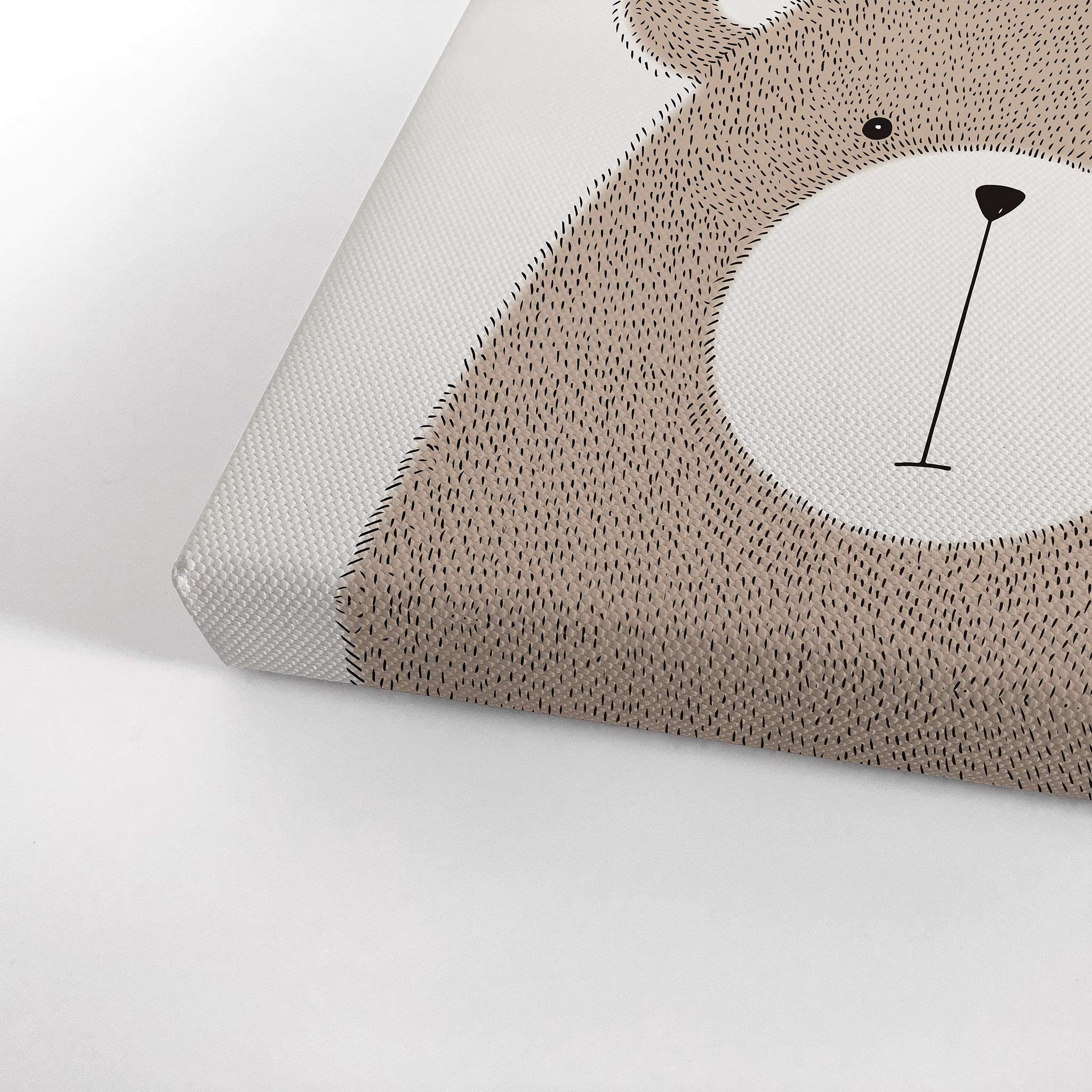 Pretty Bear Painting & Lettering Canvas Print - Cream Background Wall Art for Kids Room, Nursery & Baby Room Decor - Ready to Hang 12x8