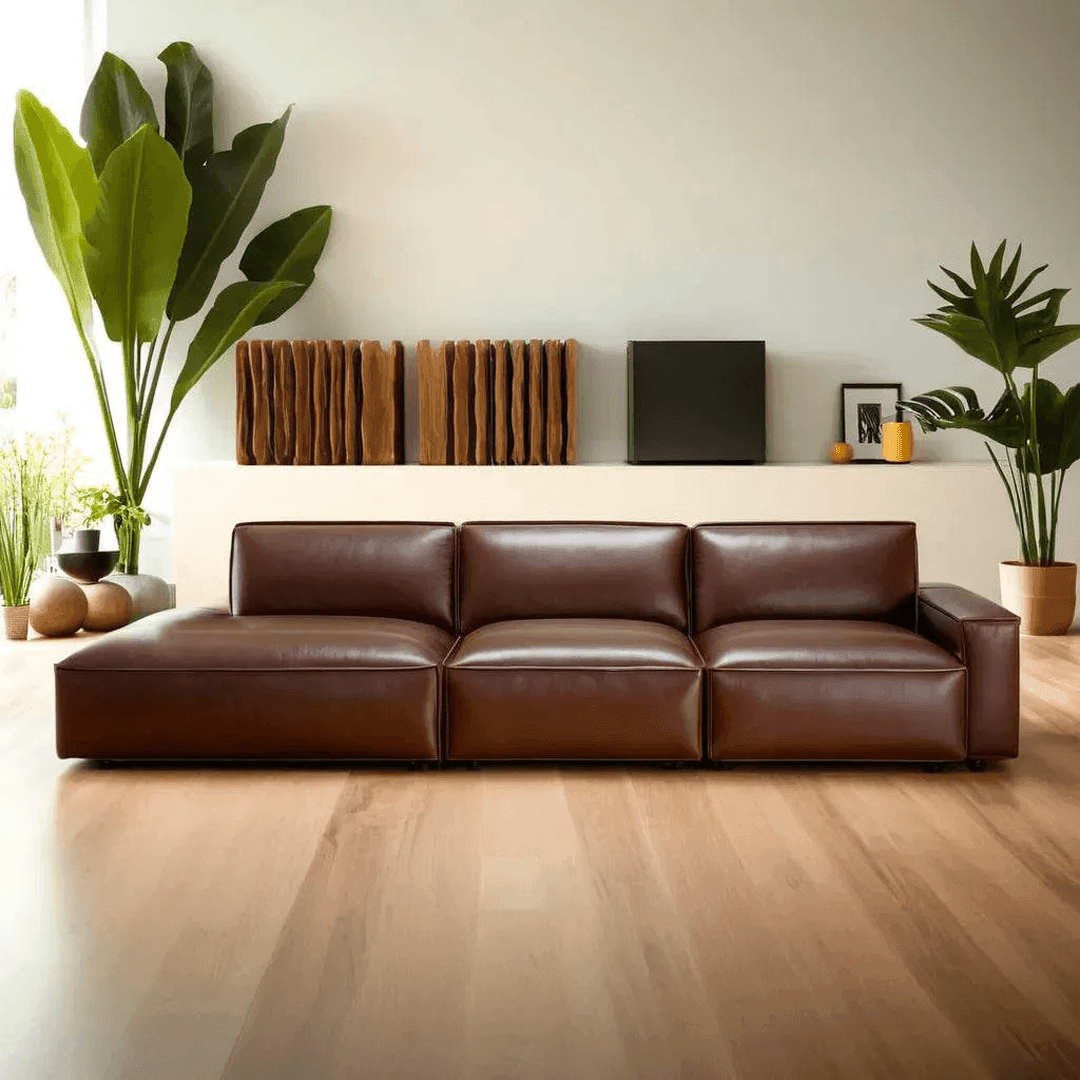 Giacomo Faux Leather 4-Seater Extended Sofa - Modern Living Room Furniture for Small Spaces | Perfect for Apartments, Condos & Home Theaters