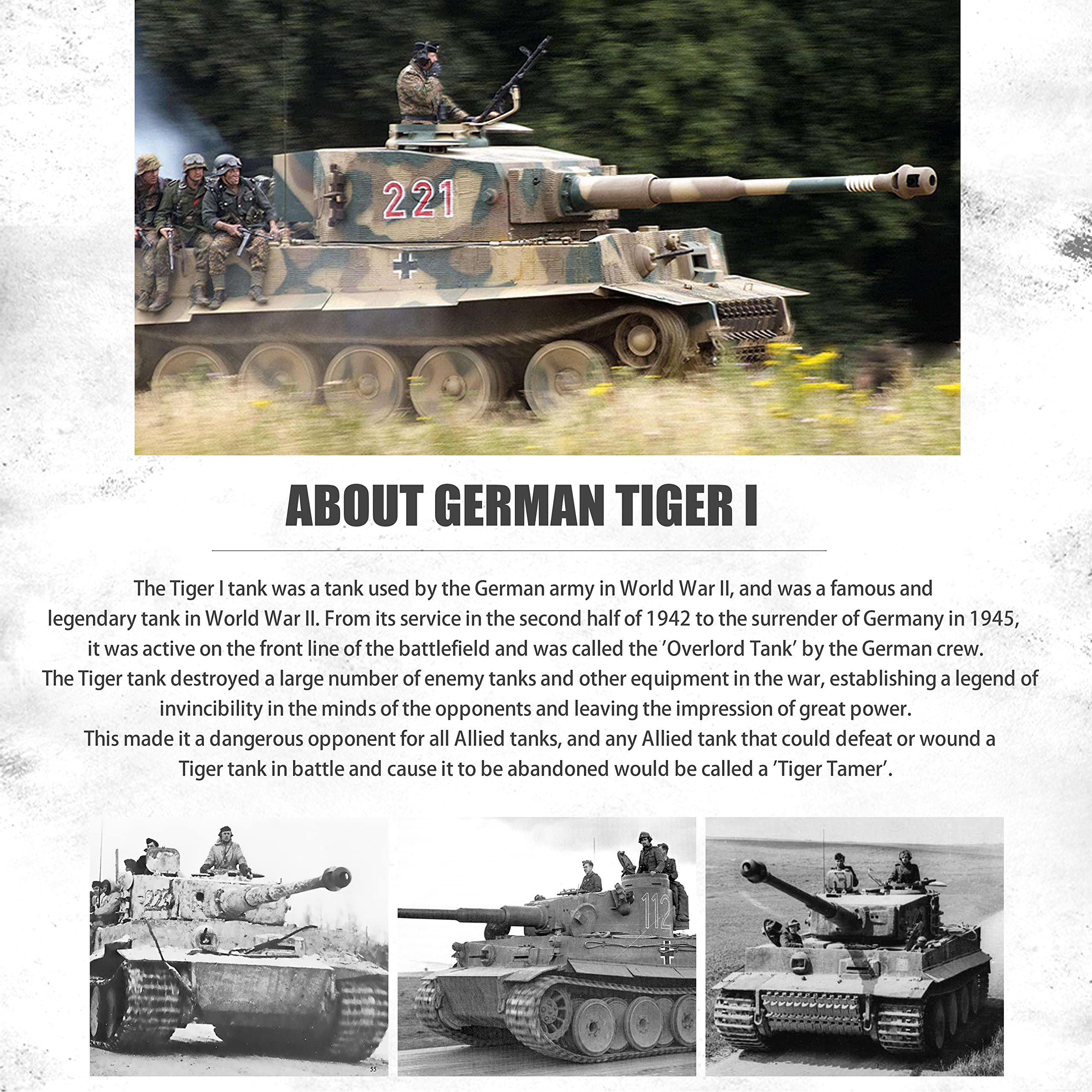 Heng Long 1:16 Scale German Tiger I Gray RC Tank - 2.4GHz Remote Control Military Vehicle with 320° Rotating Turret - Collectible Model Tank for Adults & Teens 14+ | Perfect for Military Enthusiasts, Collectors, and Battle Simulation Play