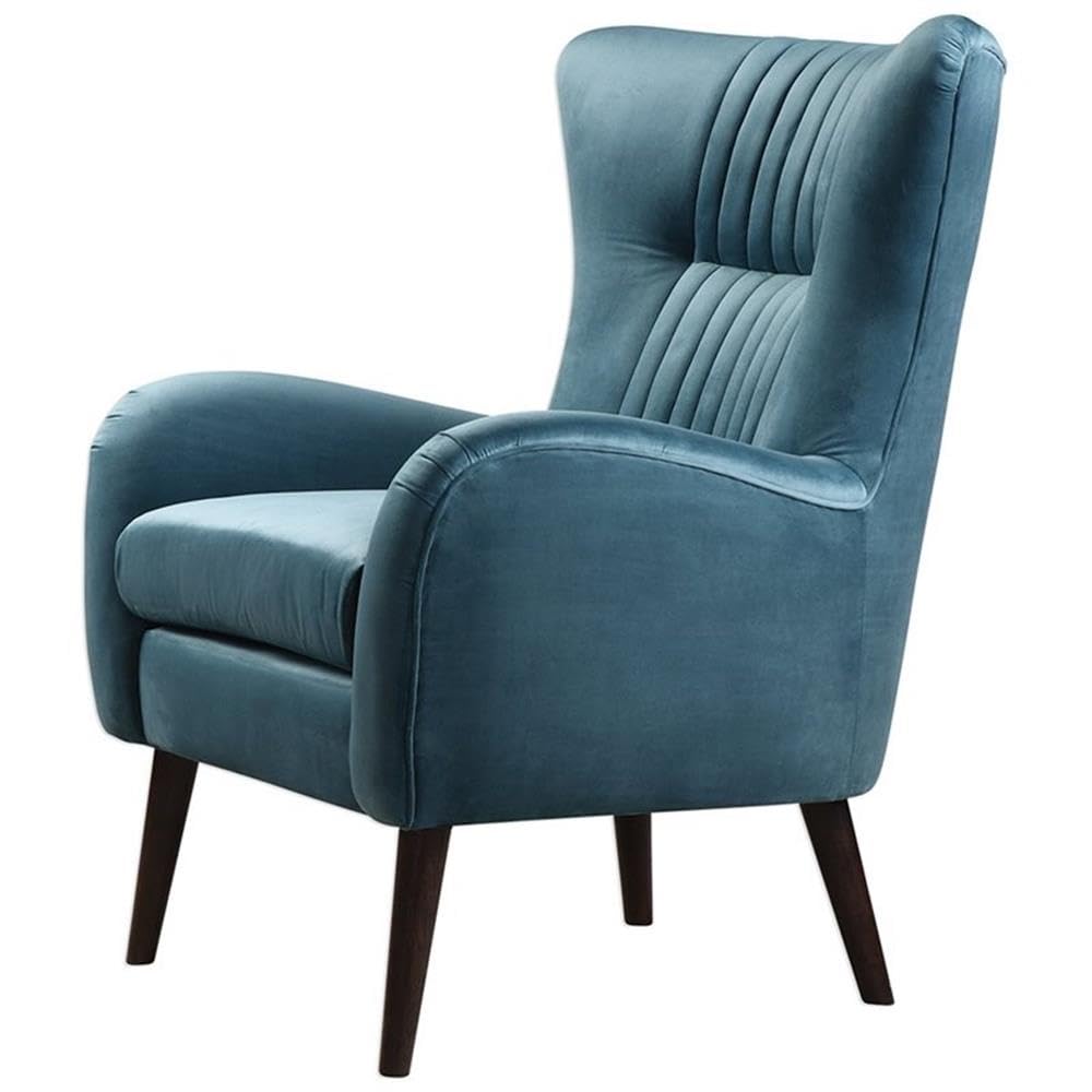 BOWERY HILL Modern Accent Chair - Teal Blue & Espresso Finish - Perfect for Living Room, Bedroom or Office Decor