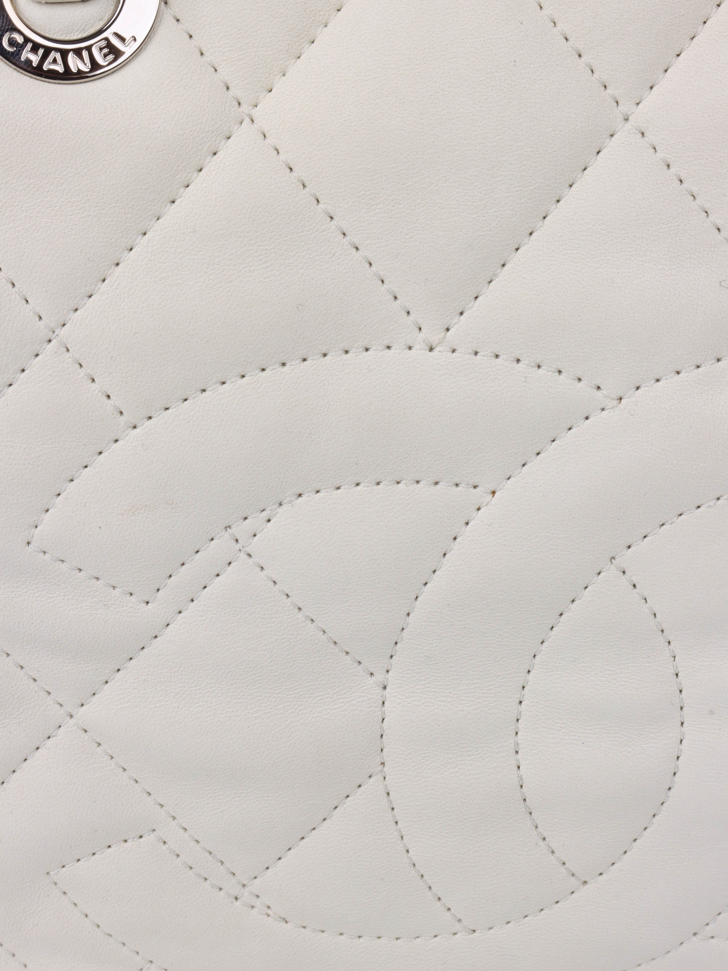 Chanel White Leather Bowling Bag for Women | Luxury Designer Handbag | Perfect for Everyday Use, Travel & Shopping