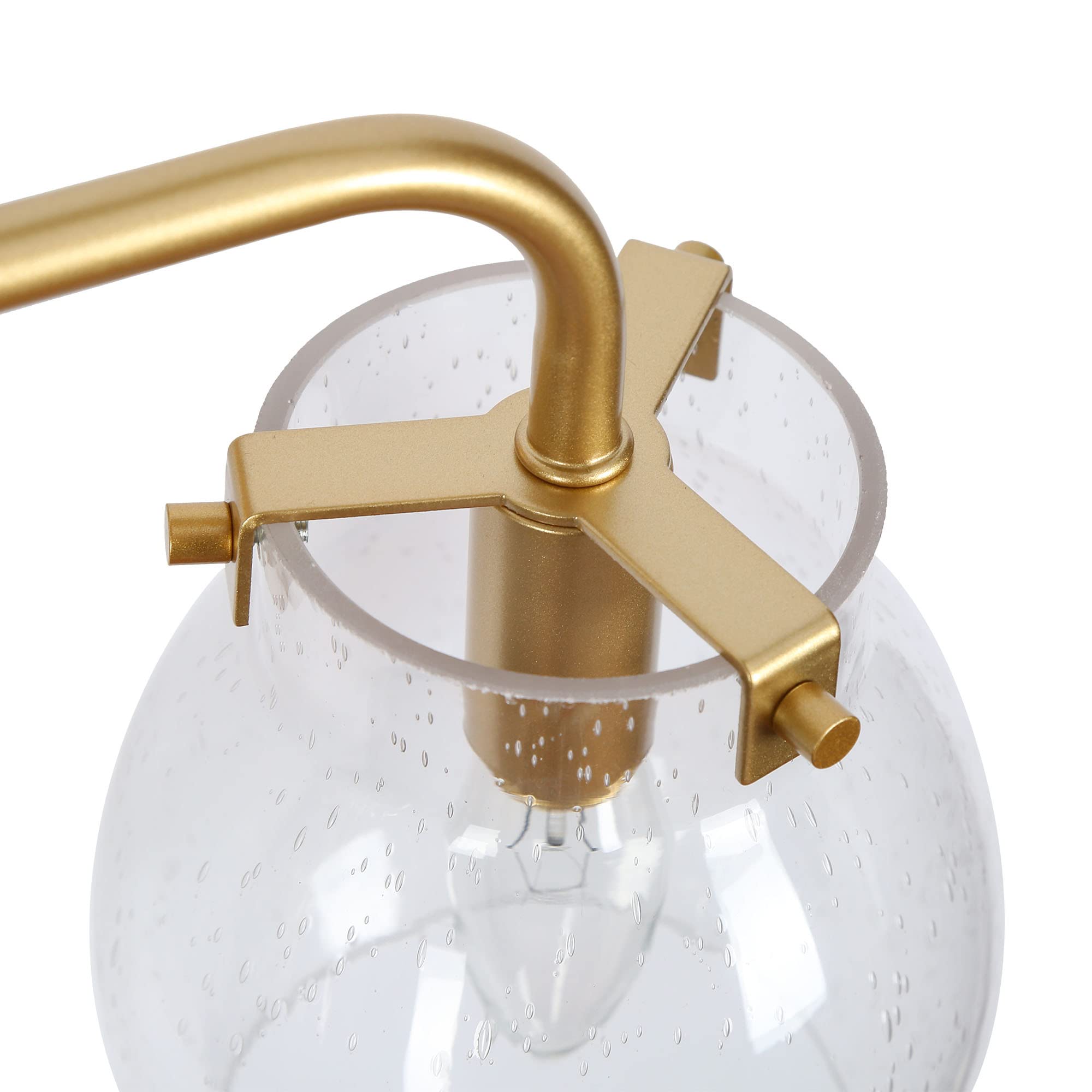 Durent Lighting Gold Vanity Lights - Modern Seeded Glass Bathroom Light Fixtures for Mirror (2 Light) - Perfect for Bathroom Vanity, Dressing Room & Makeup Area Lighting