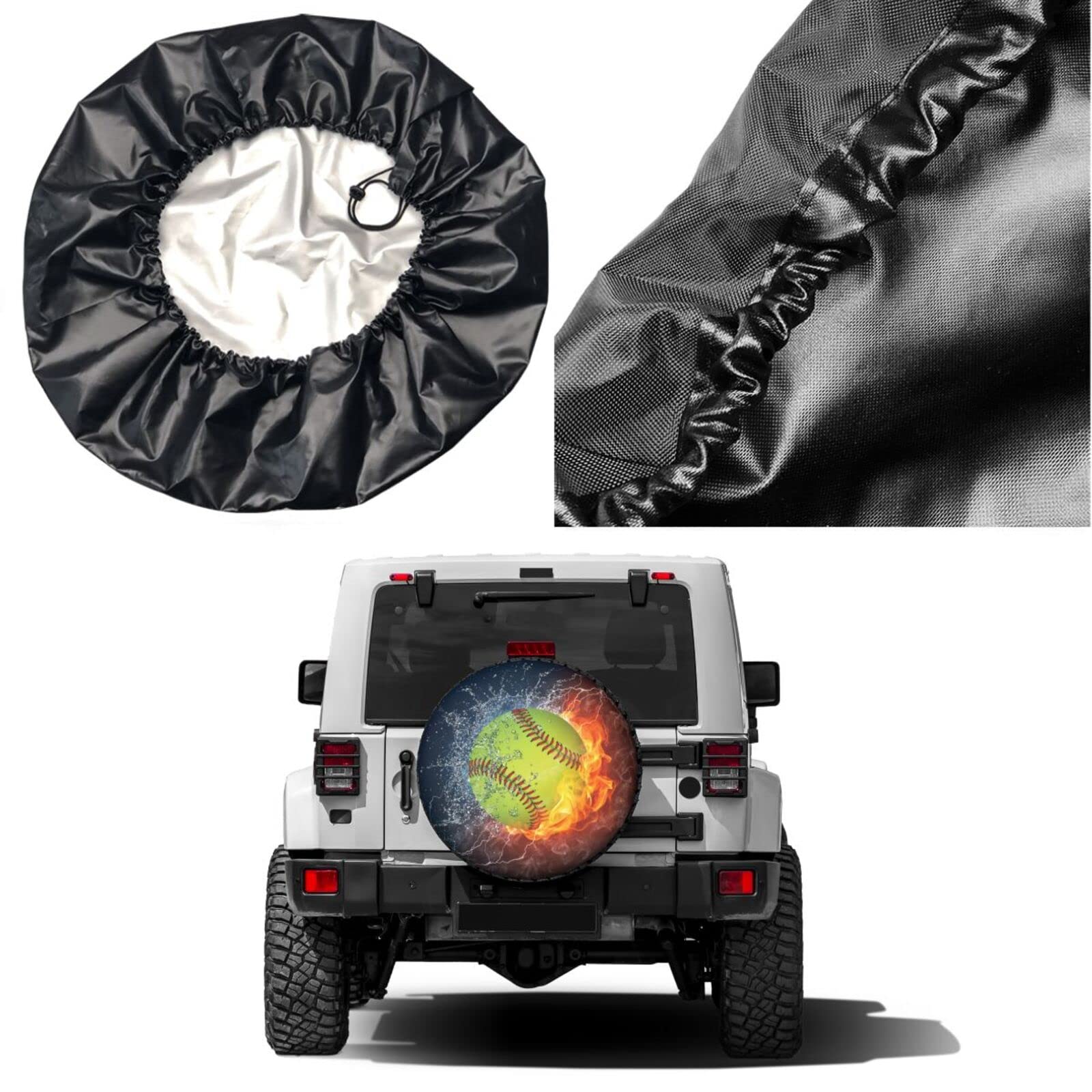 Foruidea 15 Inch Fire Softball Spare Tire Cover - Dust-Proof Wheel Protector for Trailers, RVs, SUVs & Vehicles | Perfect for Outdoor Adventures & Road Trips