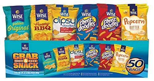 Wise Snacks Grab and Go Variety Pack - 50 Count Gluten Free Potato Chips (0.75oz Bags) | Original Mix Flavors | Perfect for Office Snacks, School Lunches & Road Trips