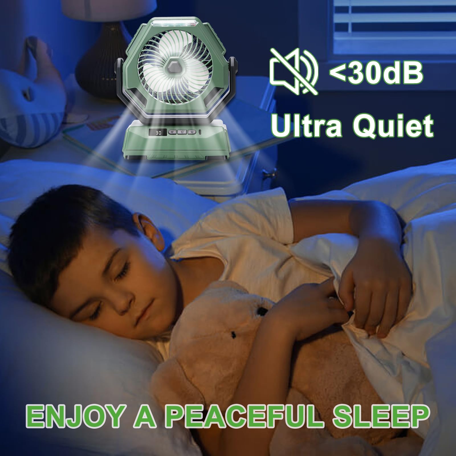 Portable Rechargeable Fan with 6000mAh Battery, LED Lantern & 270° Rotation - 3 Speed USB Camping Fan with Hanging Hook for Travel, Tent, Fishing, Car, RV - Perfect for Outdoor Adventures, Camping Trips & Summer Cooling