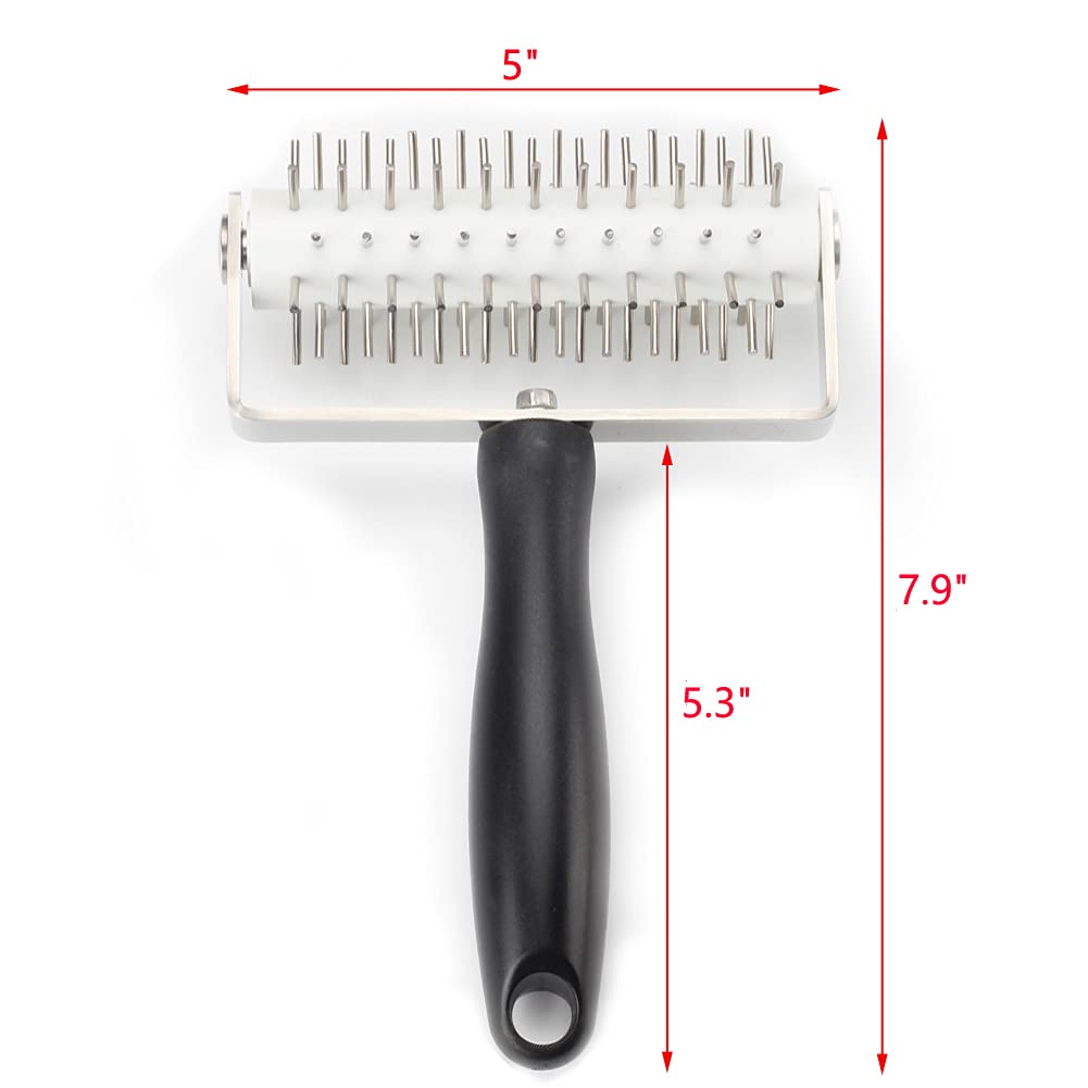 AMPSEVEN Professional Stainless Steel Pizza Dough Docker Roller - Pastry Dough Spiked Roller for Homemade Baking, Cakes, Crackers & Pies | Prevents Air Bubbles in Dough | Perfect for Home Bakers & Commercial Kitchens