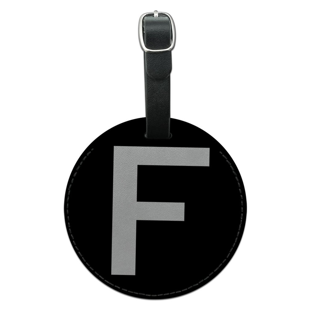 Personalized Letter F Initial Leather Luggage Tag - Black & White Round ID Tag for Suitcases, Carry-On Bags & Travel Accessories | Perfect for Airports, Business Trips & Vacation Travel