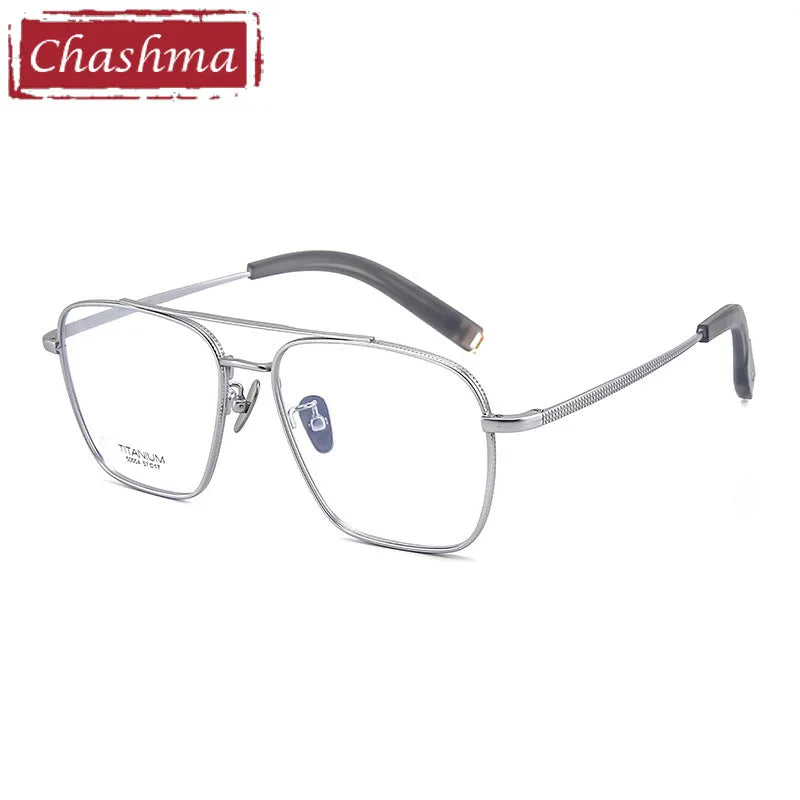 Men's Titanium Full Rim Square Eyeglasses with Double Bridge - Lightweight & Durable Frame for Reading, Driving & Everyday Use - Style 500004