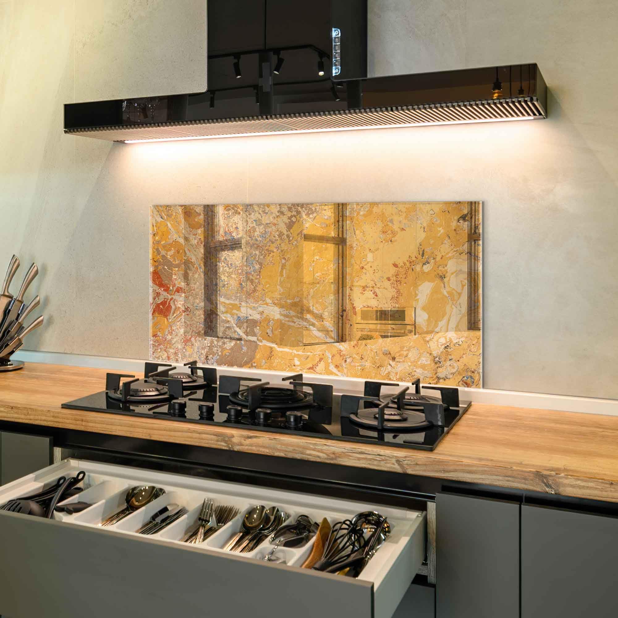 Premium Tempered Glass Kitchen Backsplash - 31.5x15.5