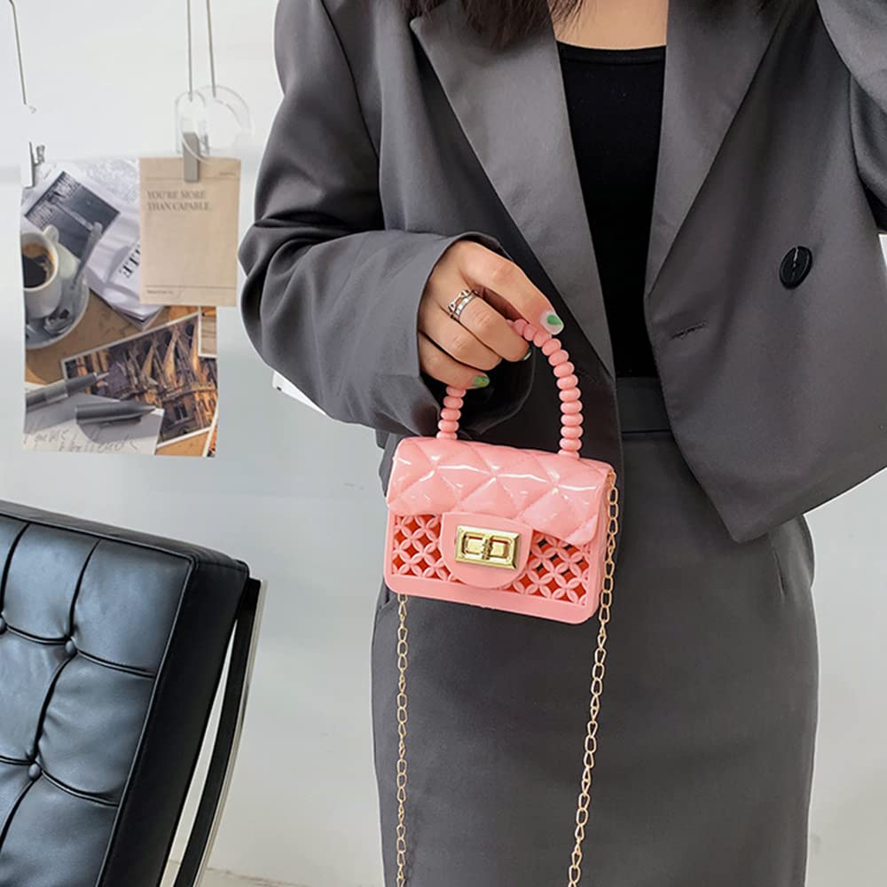 **Pink Silicone Hollow-Out Crossbody Bag for Toddler Girls - Cute Little Handbag, Wallet & Shoulder Purse for Candy, Toys & Daily Use**