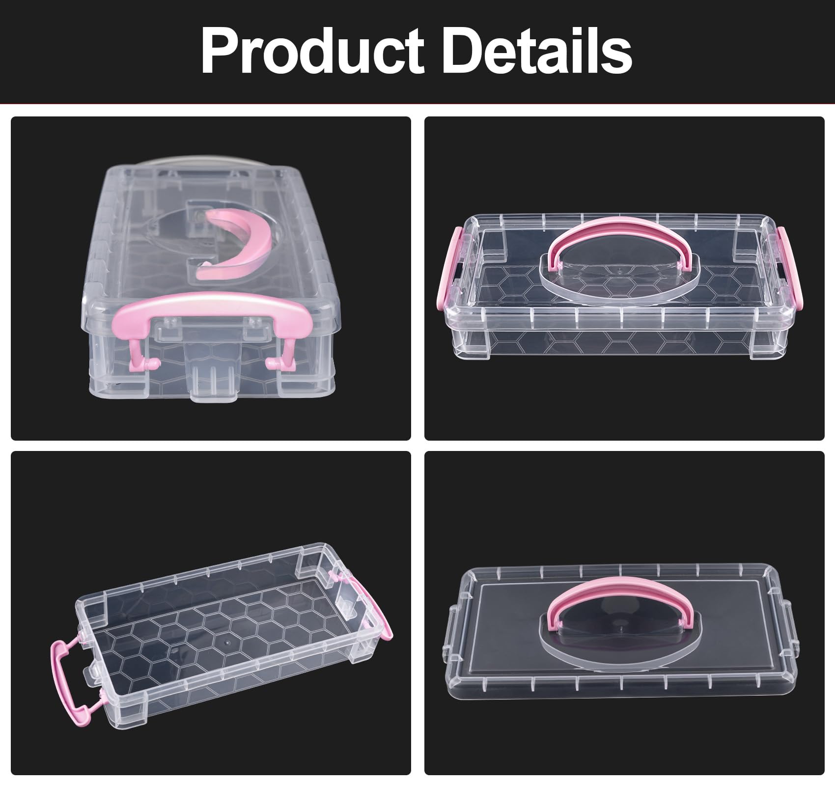 2-Pack Stackable Plastic Storage Bins with Latching Lids & Handles - 3-Tier Organizer Box for Stationery, Jewelry Tools, Art Supplies - Perfect for Home, Office & Craft Room Organization