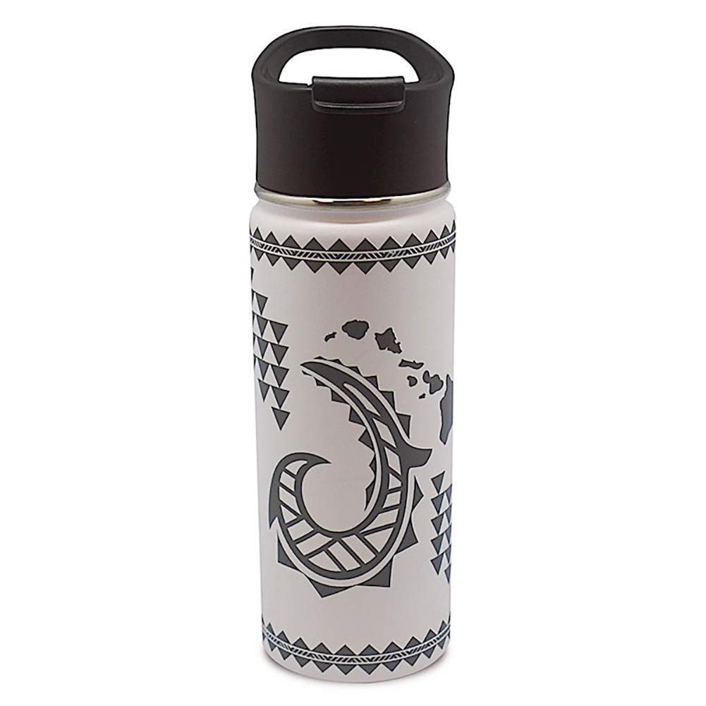 Hawaiian Style Tribal Hook Island Flask Tumbler - 20oz Insulated Stainless Steel Travel Mug for Beach, Camping & Outdoor Adventures - White