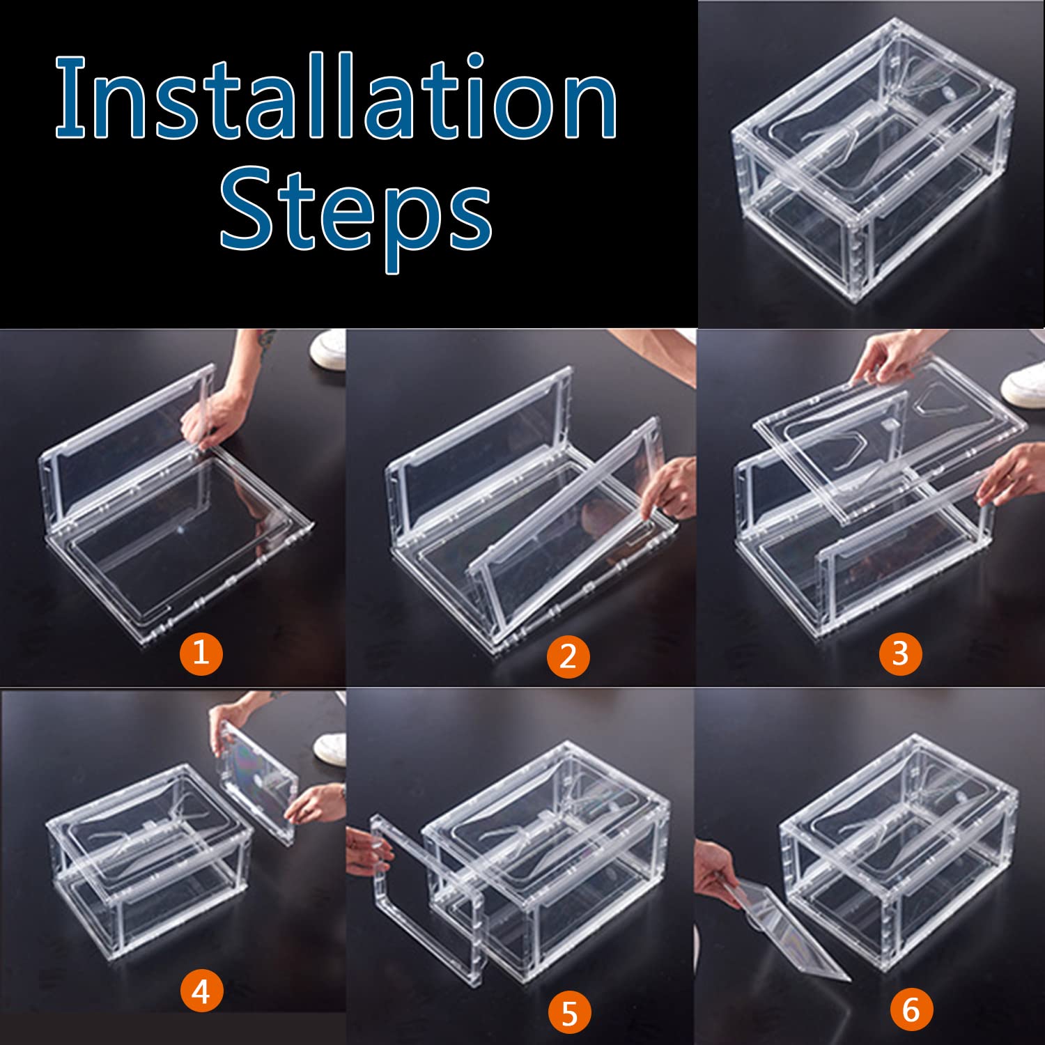 12 Pack Clear Acrylic Plastic Shoe Storage Boxes - Stackable, Foldable Drop Front Design with Lids - Fits Up to Size 15 Shoes - Space Saving Organizer for Closet, Bedroom & Entryway (Transparent)