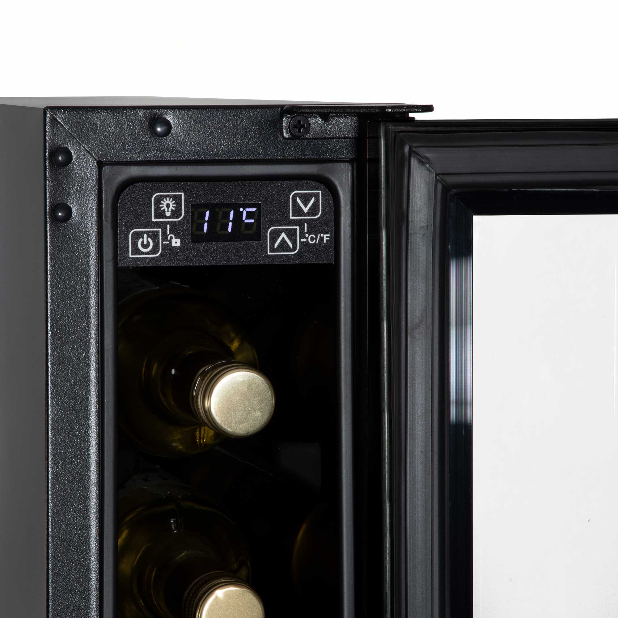 Baridi 7 Bottle 15cm Slim Wine Cooler with Digital Touch Screen Controls - Black (DH76) | Compact Wine Fridge for Kitchen, Bar, Office & Small Spaces