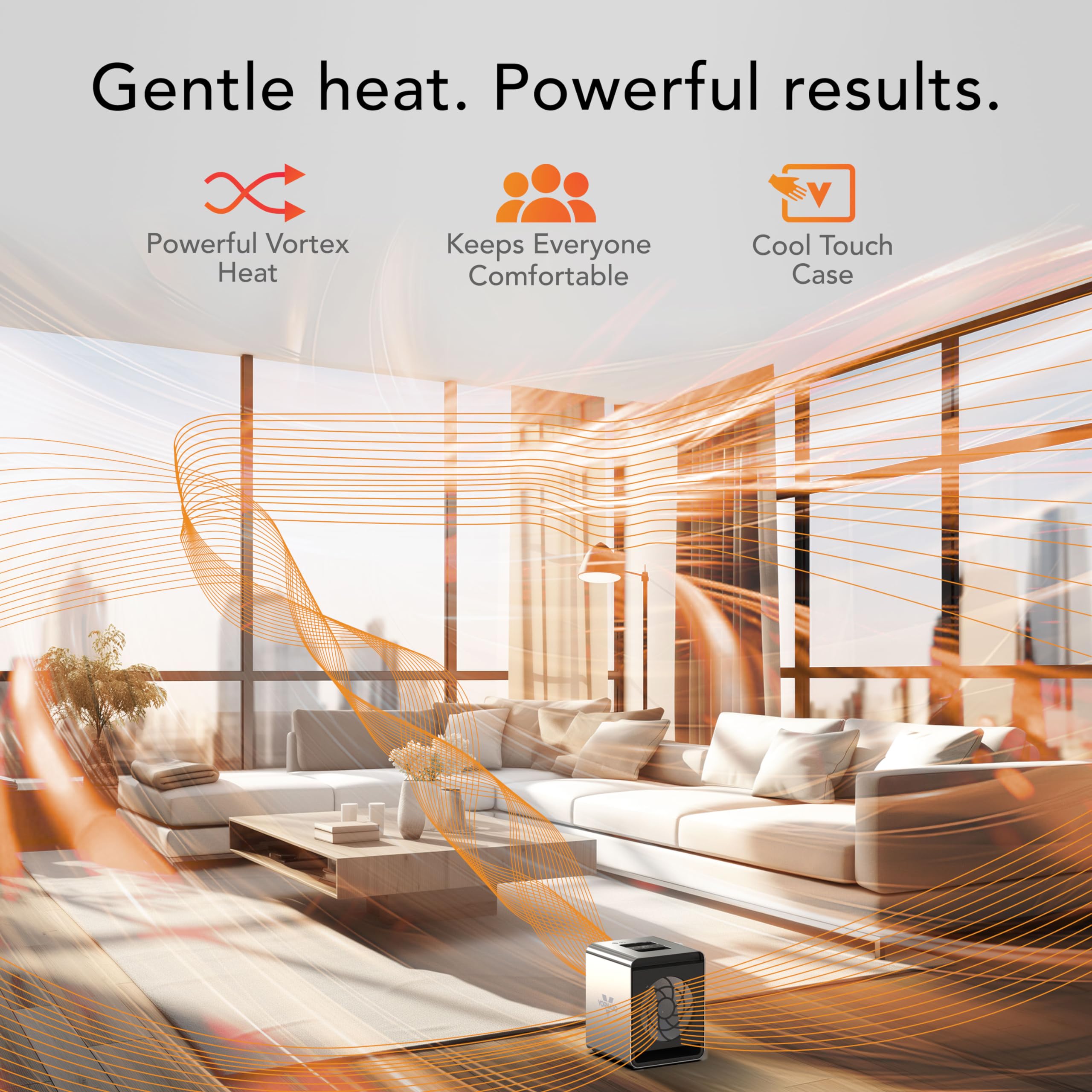 Vornado VMH600 Stainless Steel Whole Room Space Heater with Digital Thermostat & Remote Control - 1500W Energy Efficient Metal Heater for Living Room, Bedroom, Office & Home Use