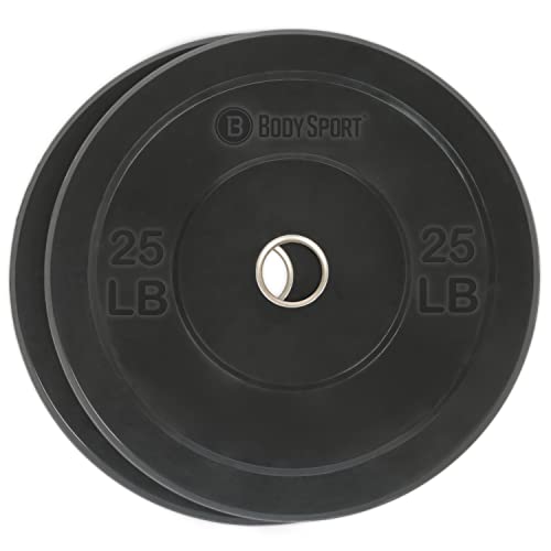 Body Sport 2” Rubber Olympic Bumper Plate Set - Premium Bumper Weight Plates for Strength Training & CrossFit - Durable Impact-Absorbing Plates with Stainless Steel Insert - Perfect for Home Gym, Weightlifting & Functional Fitness Workouts