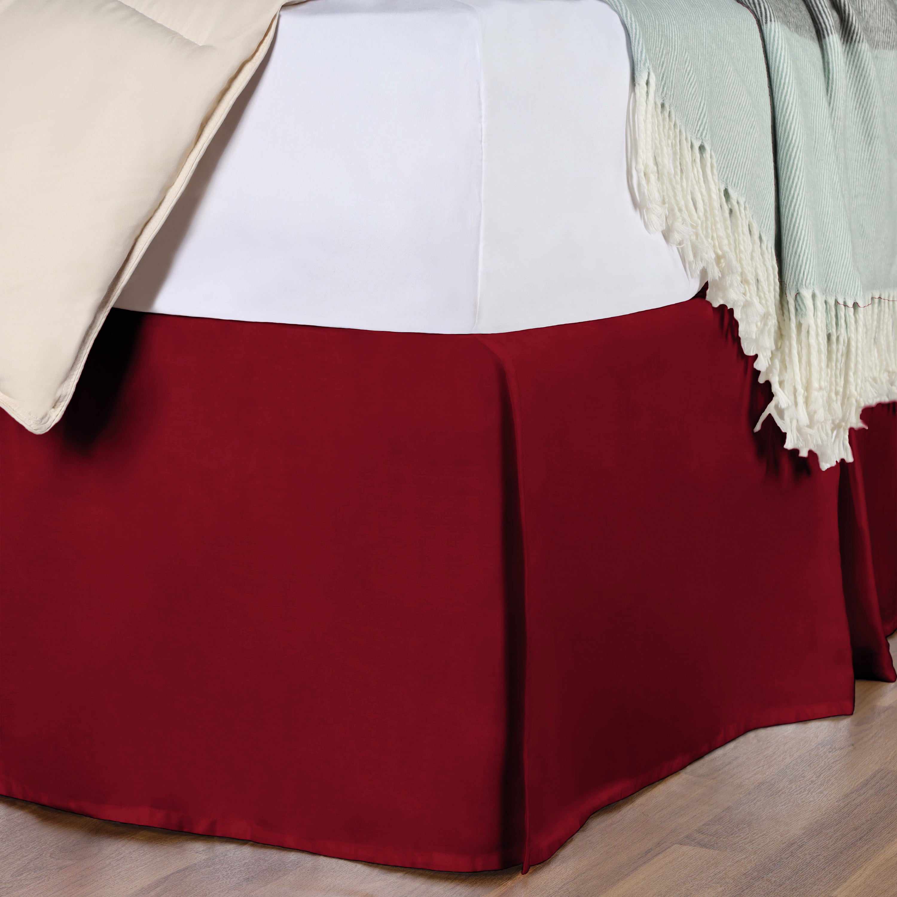Saltaire 100% Egyptian Cotton Bed Skirt with Split Corners - Luxury Fitted Dust Ruffle for Queen/King Size Beds - Perfect for Master Bedrooms & Guest Rooms