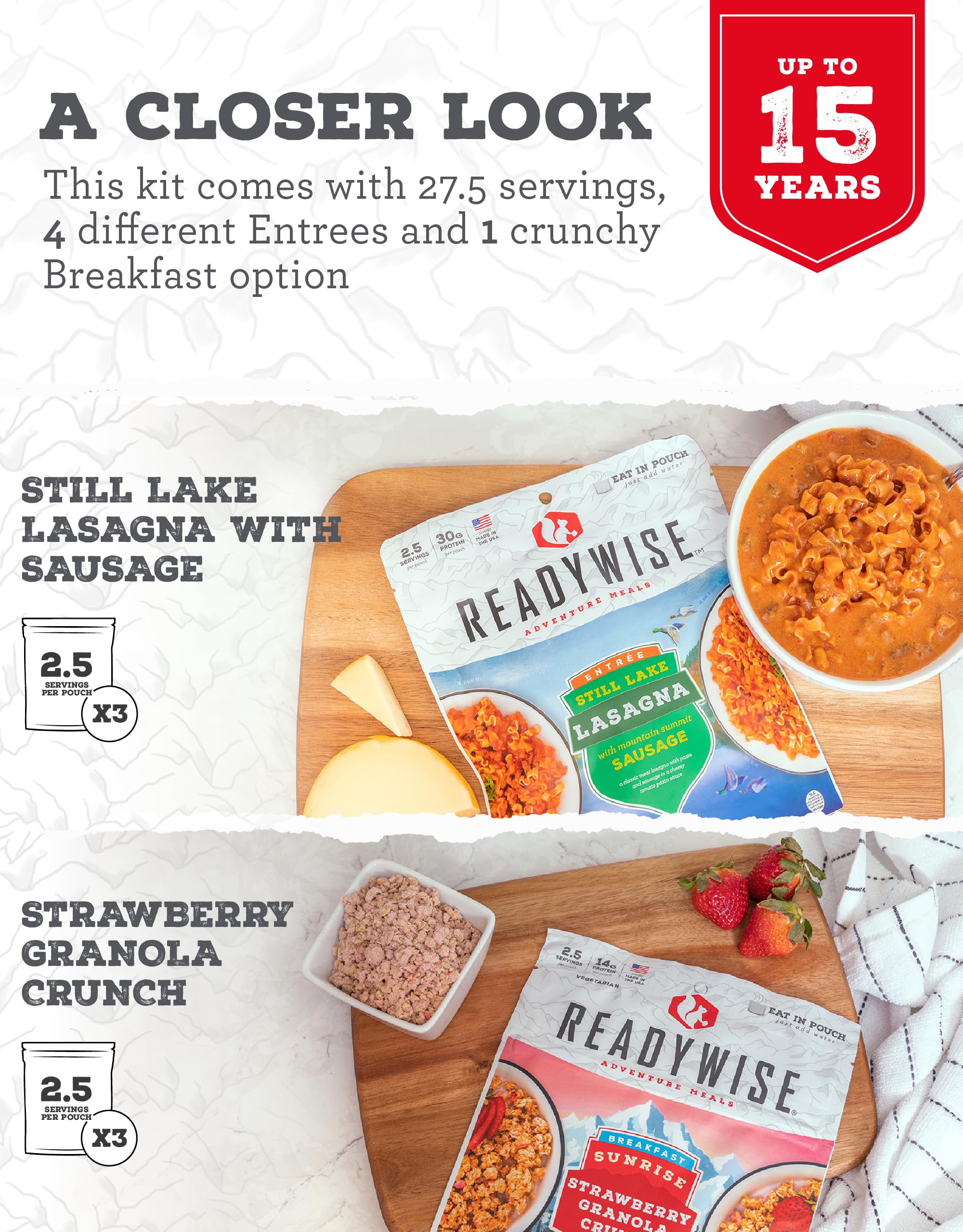 ReadyWise Outdoor Meals Kit - 13 Freeze-Dried Backpacking & Camping Meals - Tasty Emergency Food for Hiking, Survival & Adventure | Perfect for Outdoor Trips & Disaster Preparedness