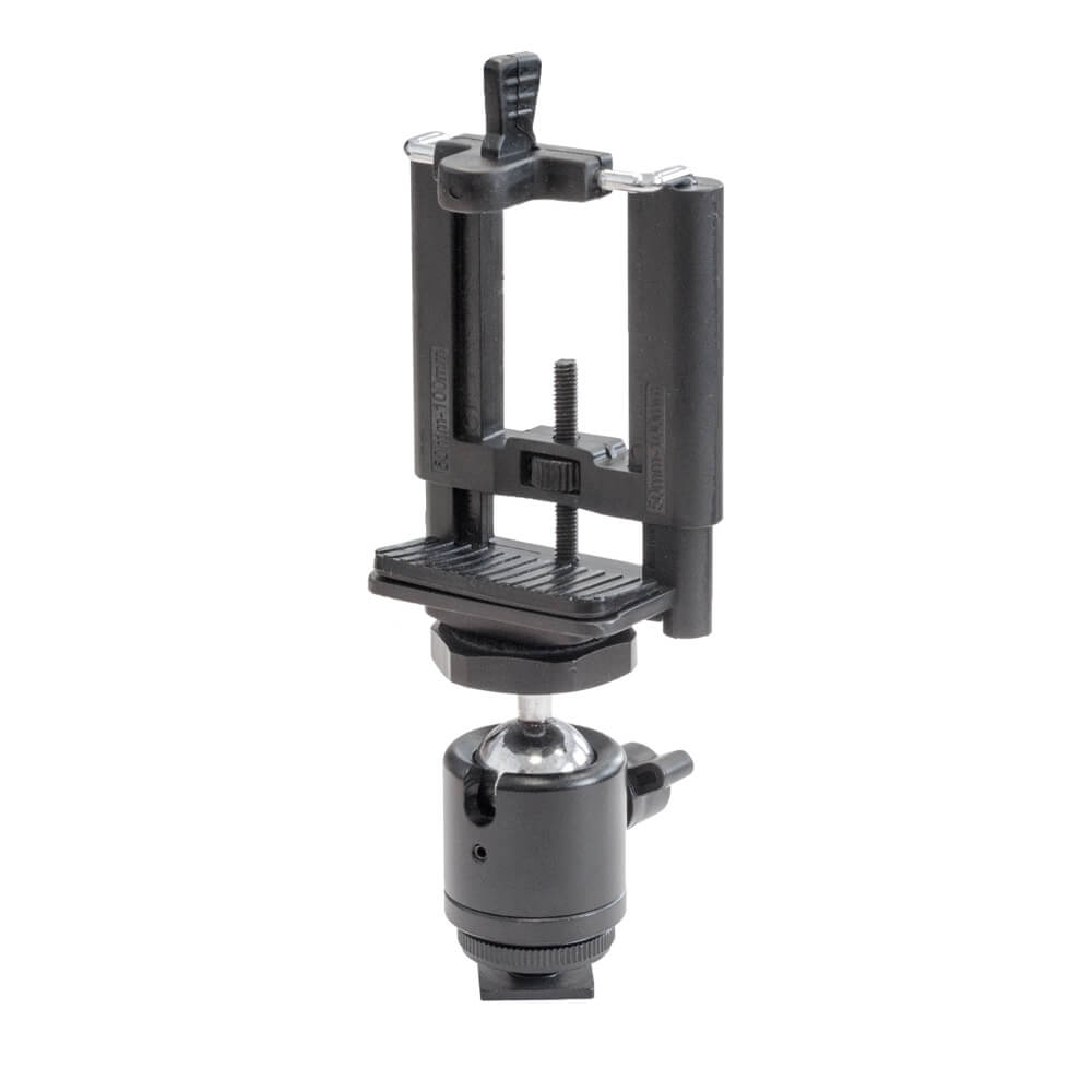 Professional Smartphone Clamp with Mini Hot Shoe Mount & Ball Head - Perfect for Vlogging, Photography, and Live Streaming on iPhone & Android Devices
