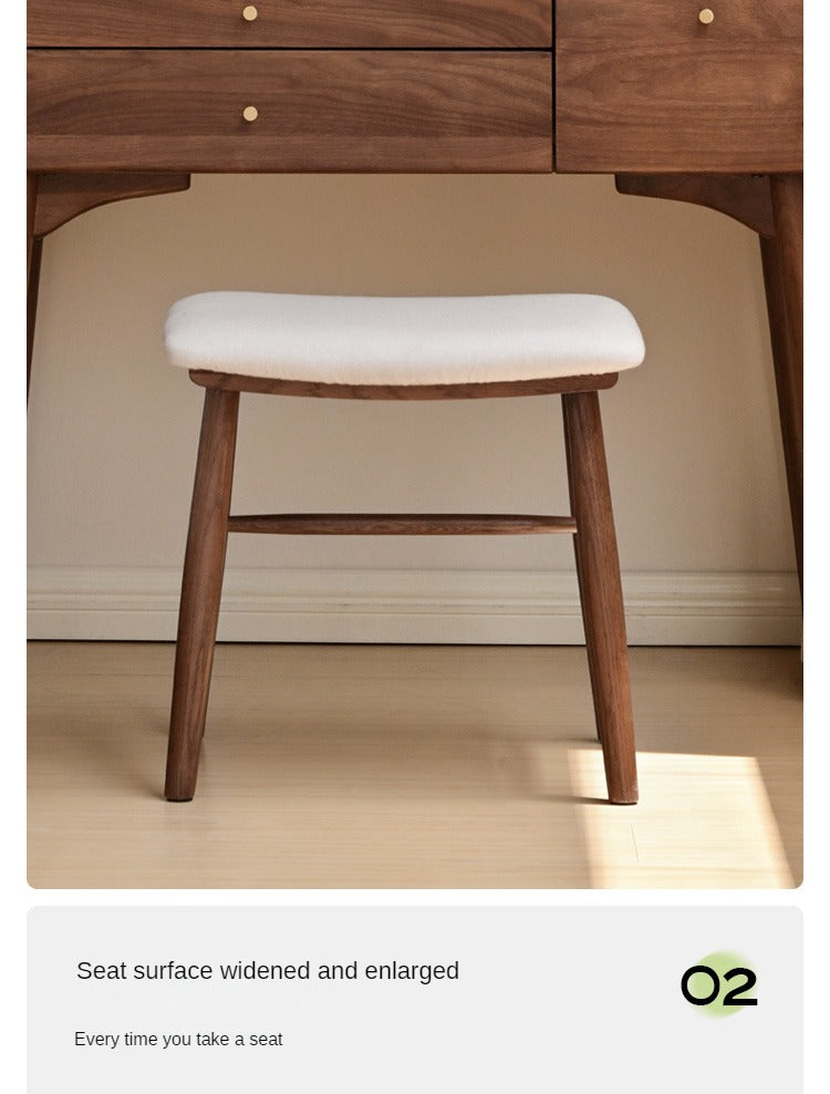 Solid Oak Wood Modern Dressing Stool - Elegant Vanity Seat with Storage for Bedroom & Bathroom | Perfect Makeup Stool, Shoe Bench & Home Decor