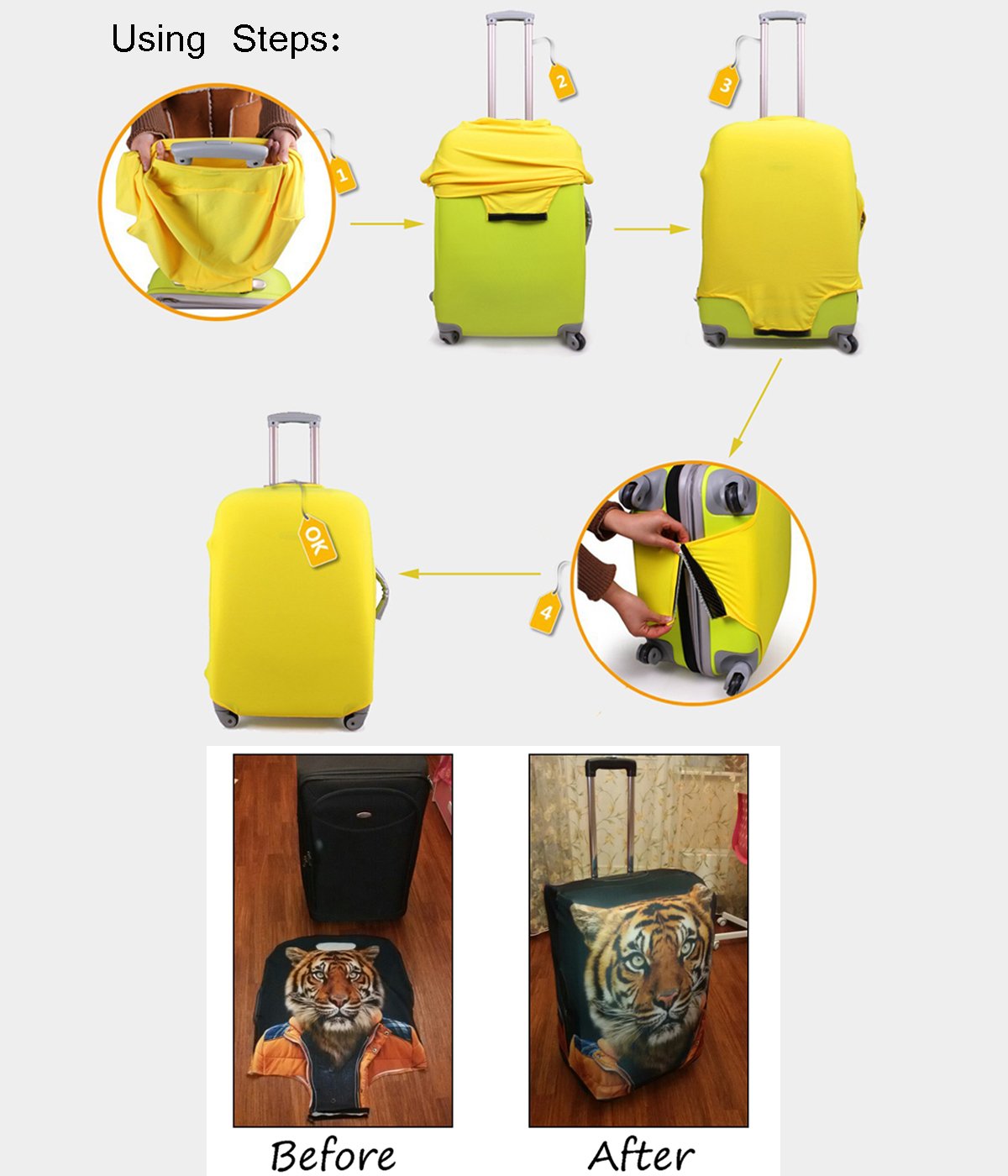 Personalized Spandex Luggage Cover - Washable Suitcase Protector for Travel - Perfect for Airplane, Cruise & Business Trips