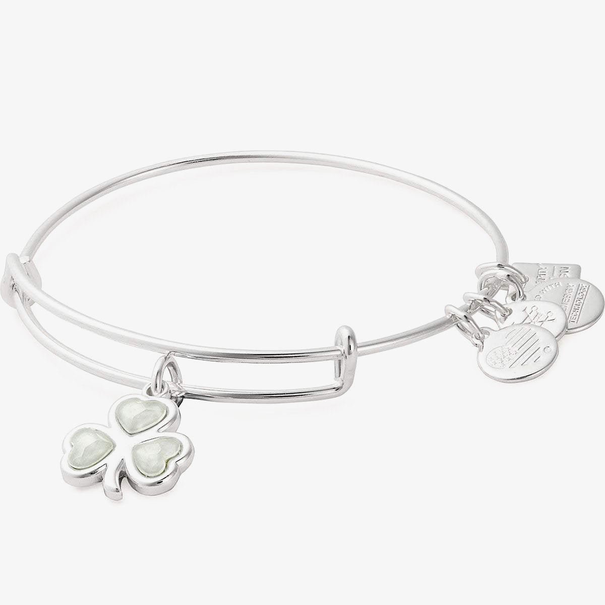 Lucky Crystal Shamrock Charm Bangle Bracelet for Women - Elegant Irish Jewelry Gift for St. Patrick's Day, Birthday & Everyday Wear
