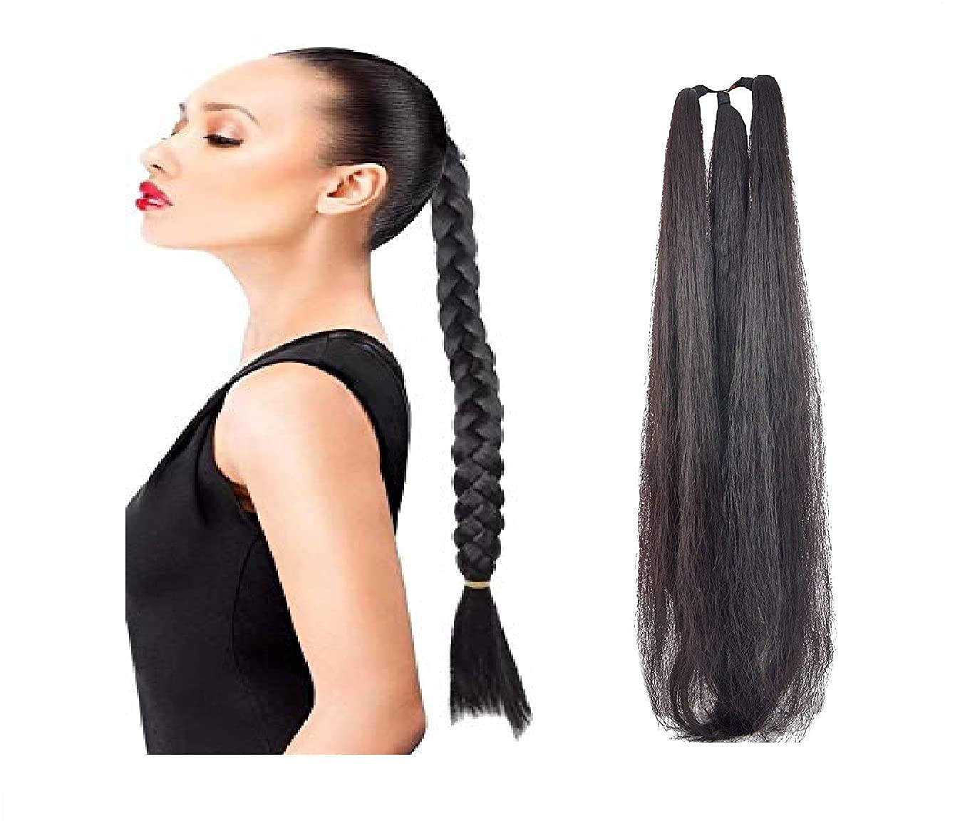 Glan Synthetic Hair Parandi for Women & Girls - Natural Black & Brown Artificial Choti | Perfect for Weddings, Parties & Traditional Hairstyles