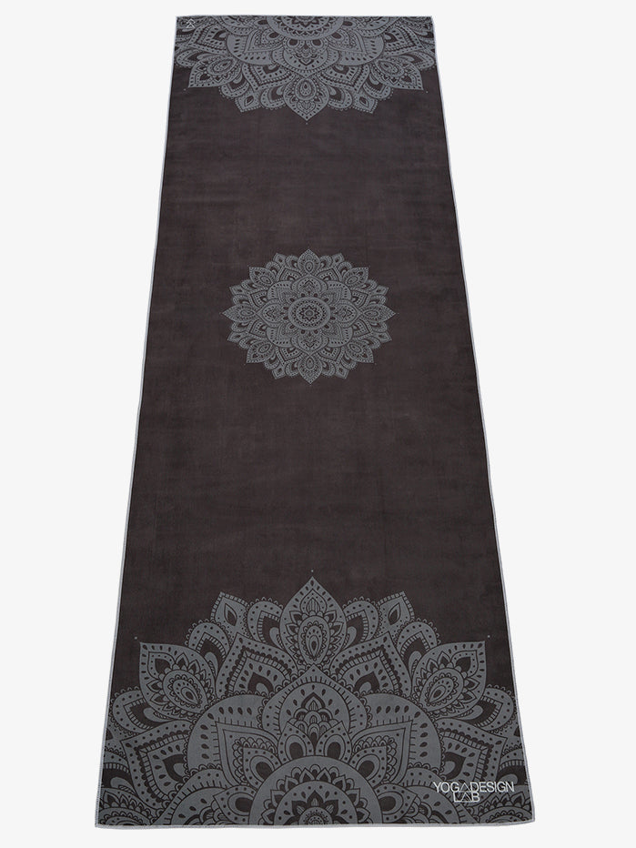 Yoga Design Lab Non-Slip Mandala Black Yoga Mat Towel - Perfect for Hot Yoga, Pilates & Home Workouts