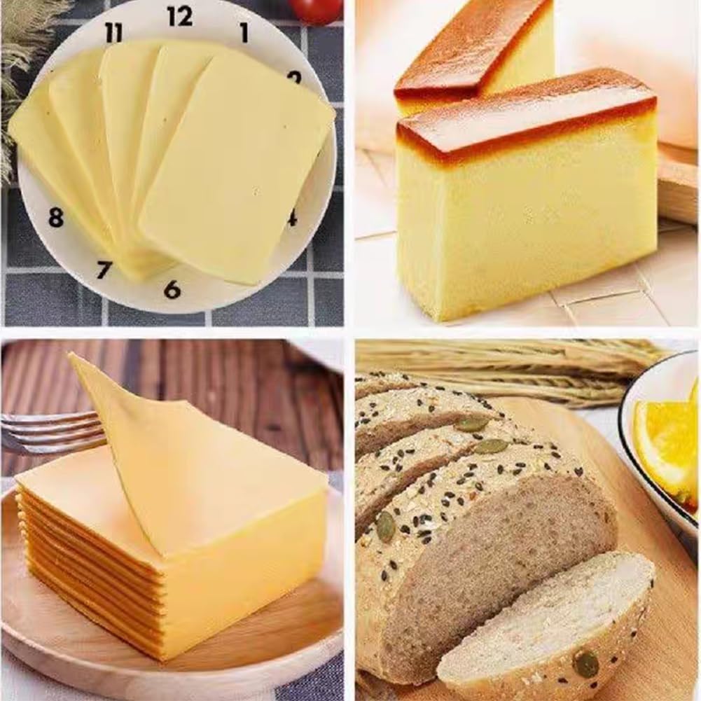 Premium Stainless Steel Cheese Slicer with 6 Replacement Wires - Cheese Cutter Board for Block Cheese, Effortless Slicing - Perfect for Kitchen, Party Platters & Charcuterie Boards (Silver)